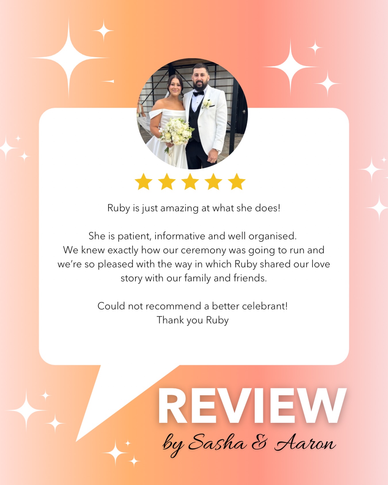 ⭐️⭐️⭐️⭐️⭐️ Thank you for your incredibly kind words Sasha and Aaron ☺️ I love and appreciate it 💕
#melbournecelebrant #melbourneweddings #yarravalleyweddings