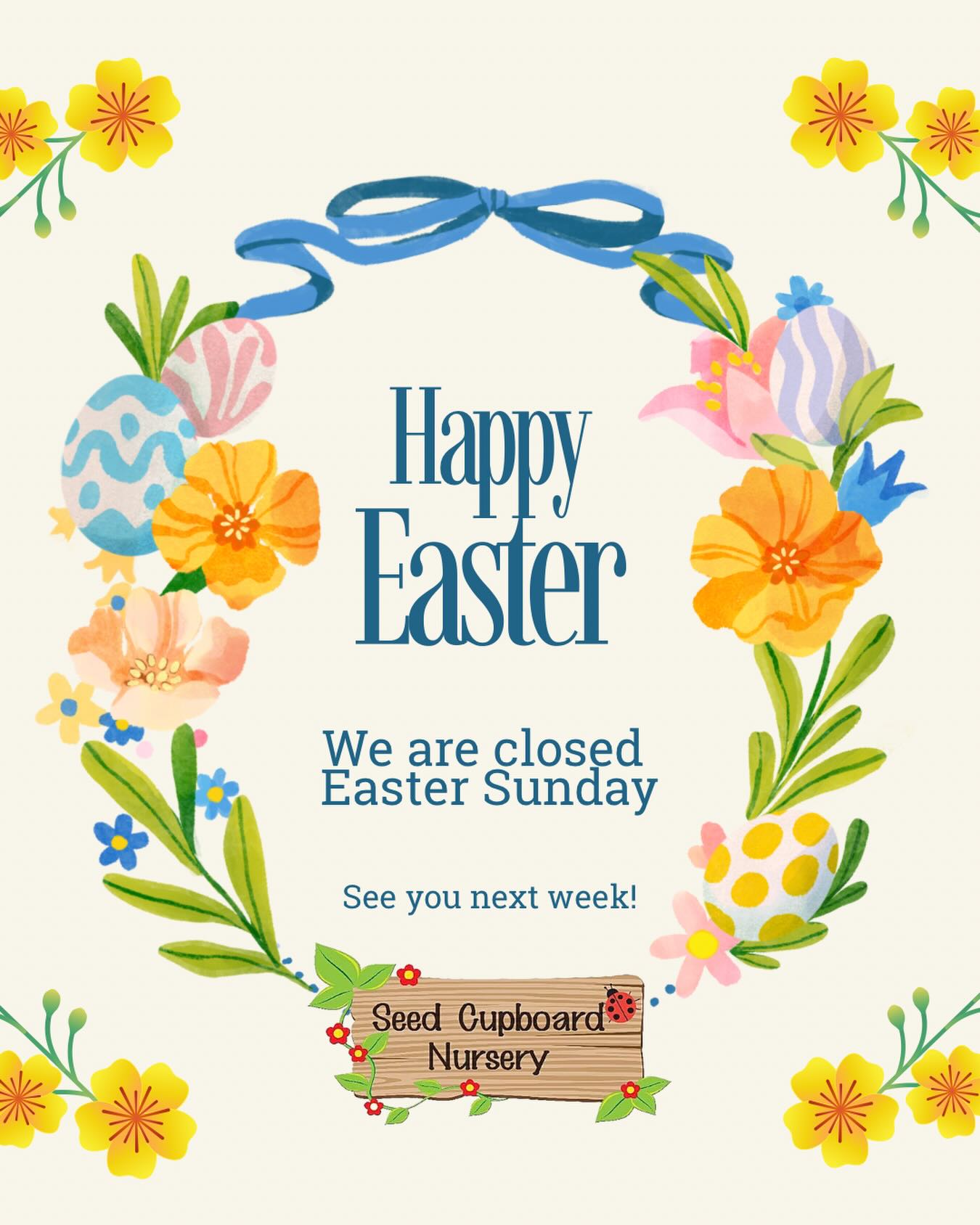 We are closed for Easter Sunday 🌸🐰
See you next week for our regular spring hours:
Monday - Saturday: 8am - 5pm | Sunday: 10am - 3pm