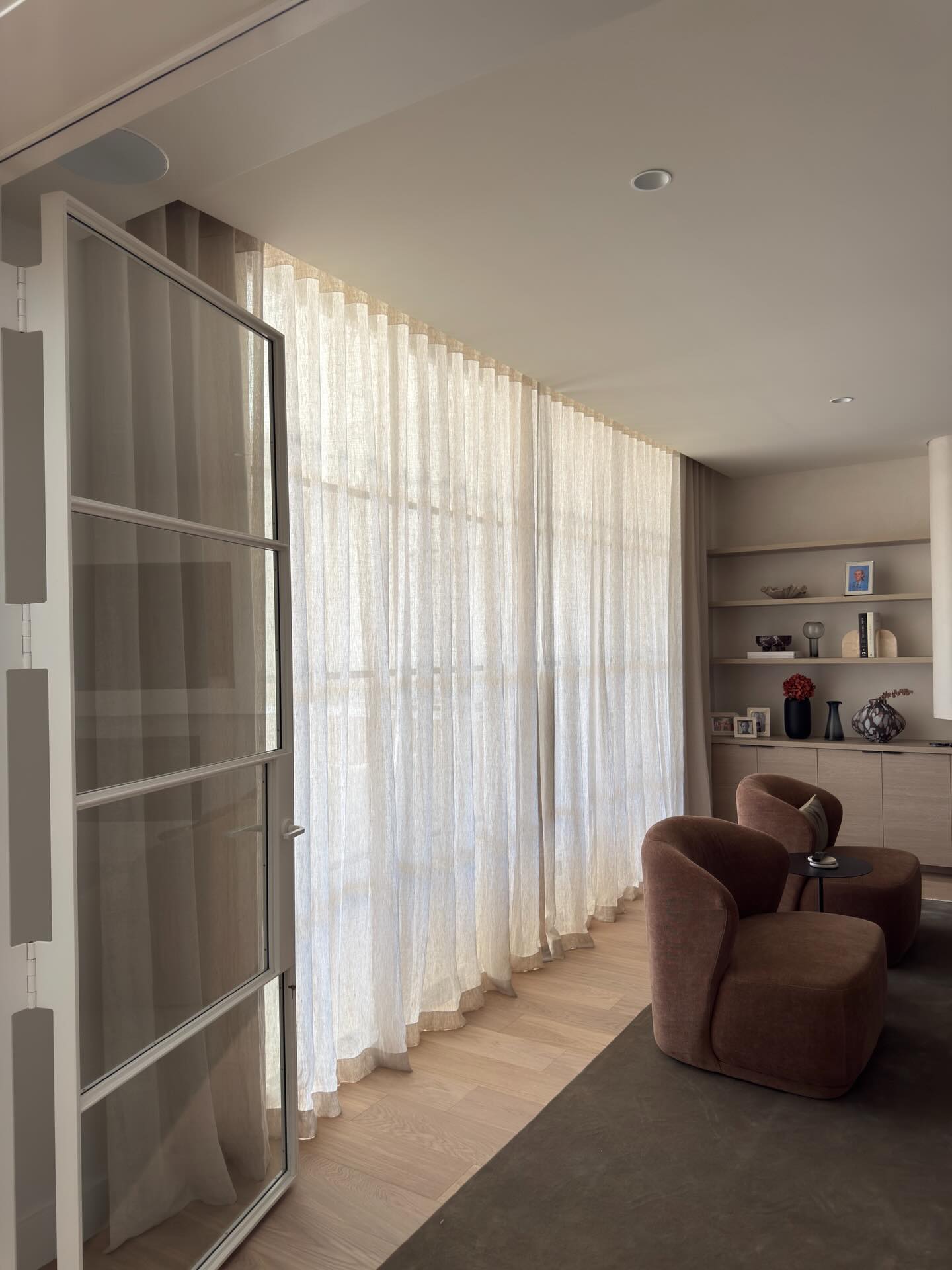 S Wave pure linen sheer from our own European linen collection. Interiors @m_interiors | Window treatments @windowstudio | #curtains #perthcurtains #perthinteriors