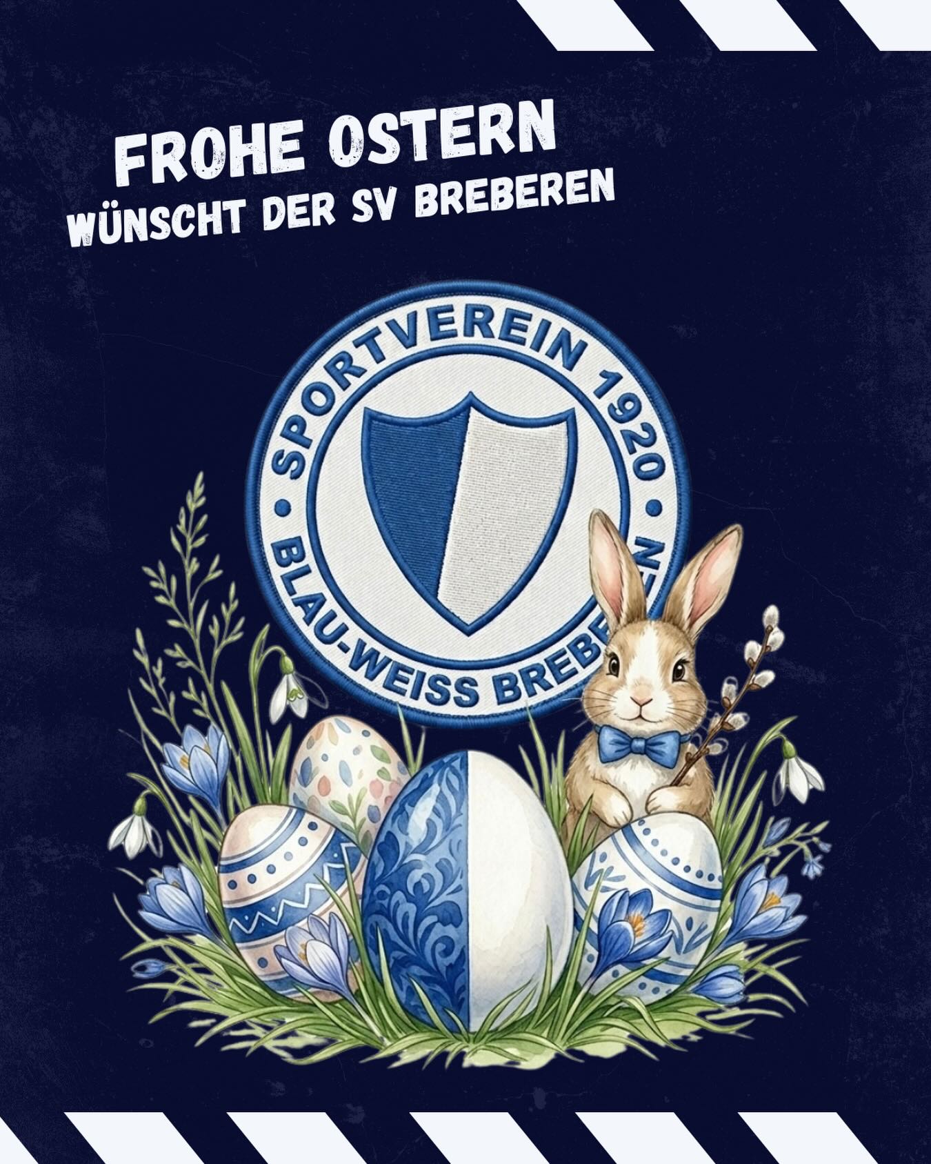 🐰💙 Frohe Ostern! 💙🐰
Der SV 1920 Breberen wünscht allen Mitgliedern, Fans und Freunden ein schönes und erholsames Osterfest! 🌷🥚
Genießt die Feiertage im Kreise eurer Liebsten und wir freuen uns darauf, euch bald wieder auf und neben dem Platz zu sehen! ⚽️💙🤍