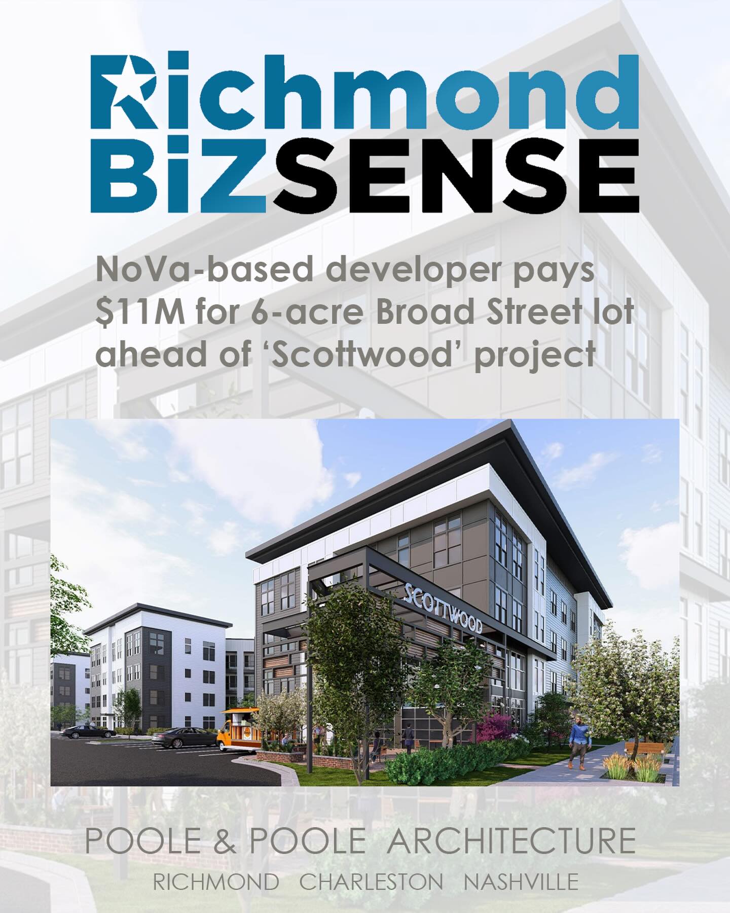 Big momentum on Broad Street! We’ve been proud to collaborate with Middleburg on shaping the vision for Scottwood; a transformative 6-acre site that brings thoughtful density, walkability, and a strong sense of place to the ever evolving Westwood neighborhood!
At Poole & Poole Architecture, we’re committed to designing communities that feel connected, intentional, and built to last. Stay tuned for what’s ahead.
#RichmondVA #Architecture #UrbanDesign #Scottwood #MixedUse CommunityDriven DesignMatters
https://richmondbizsense.com/2026/04/01/nova-based-developer-buys-6-acre-broad-street-lot-for-11m-plans-scottwood-project/