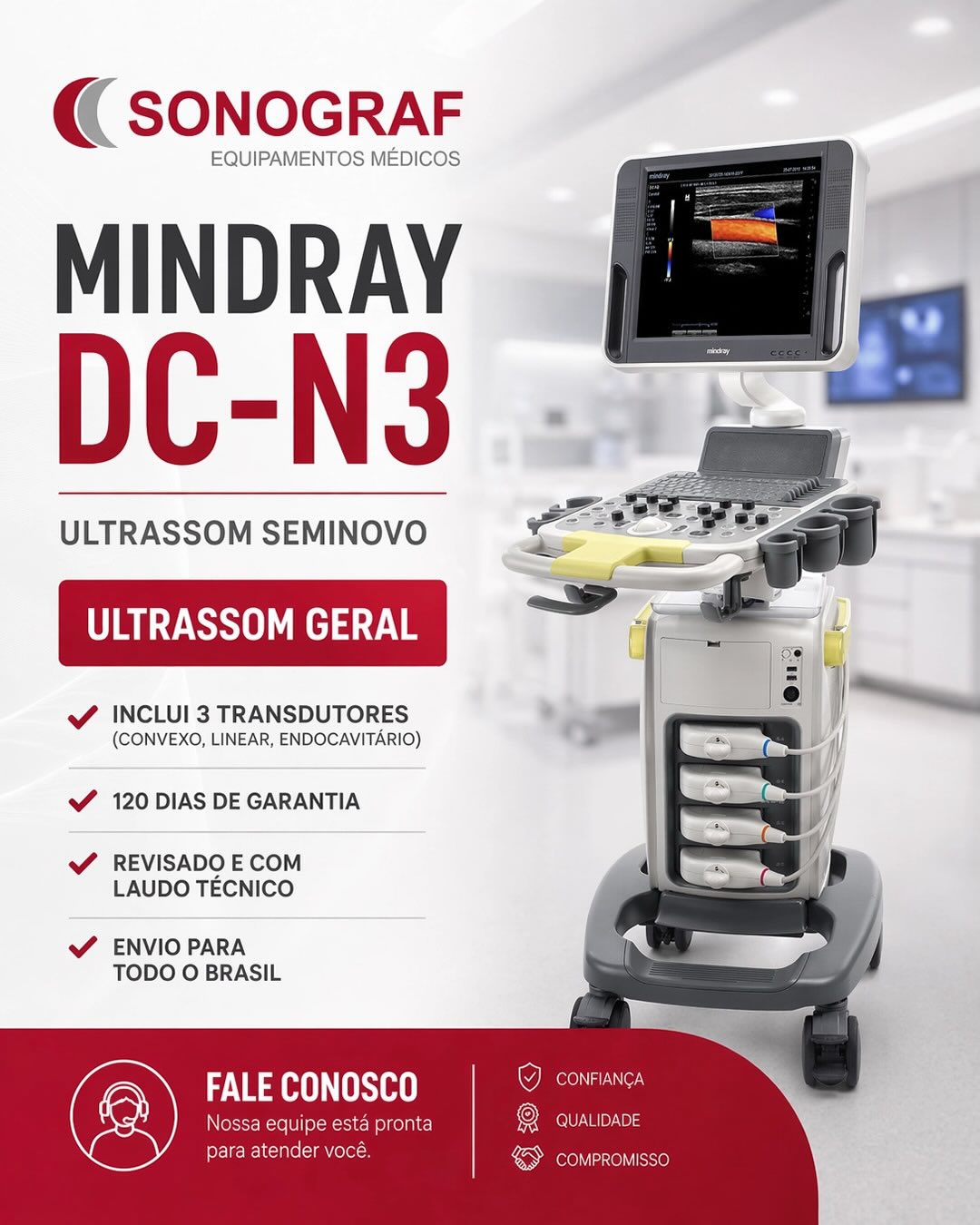 Mindray DC-N3 Seminovo: O equilíbrio perfeito entre custo e benefício!
Se você está montando seu consultório ou precisa de um equipamento ágil para exames de rotina, o Mindray DC-N3 é a escolha inteligente. Ele é um sistema de entrada completo, conhecido por ser compacto, fácil de operar e muito versátil para o dia a dia.
É a solução ideal para quem busca a confiança da tecnologia Mindray com um investimento acessível.
Por que o DC-N3 é ideal para sua rotina?
• Versatilidade Real: Excelente para Ultrassom Geral, Ginecologia/Obstetrícia e Pequenas Partes;
• Doppler Colorido Confiável: Qualidade de imagem clara para diagnósticos rápidos e precisos;
• Design Inteligente: Compacto e com bateria integrada, facilitando a mobilidade dentro da clínica;
• Fluxo de Trabalho Ágil: Teclas de atalho e interface intuitiva que aceleram o atendimento.
Diferenciais desta unidade na Sonograf:
✅ Equipamento seminovo e revisado;
✅ Garantia de 120 dias;
✅ Suporte técnico especializado.
Uma oportunidade para profissionalizar seus exames com um sistema que cabe no seu orçamento.
Quer receber a ficha técnica e o valor?
Chama a gente no Direct ou deixe seu WhatsApp nos comentários que nossa equipe entra em contato!
📦 Enviamos para todo o Brasil.
#sonografequipamentos #mindray #ultrassom #medicina #ultrassom4d