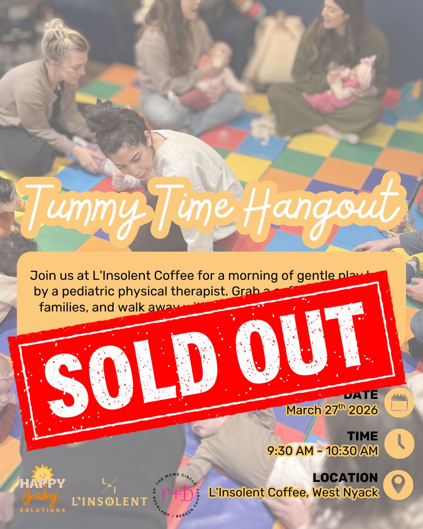 ‼️SOLD OUT‼️
Send me a DM to be added to the waitlist!
Mamas don’t worry we will announce the next tummy time hangout soon!
Looking forward to seeing all the babies this Friday ! 🤍
@itsthemomscircle @linsolent.coffee