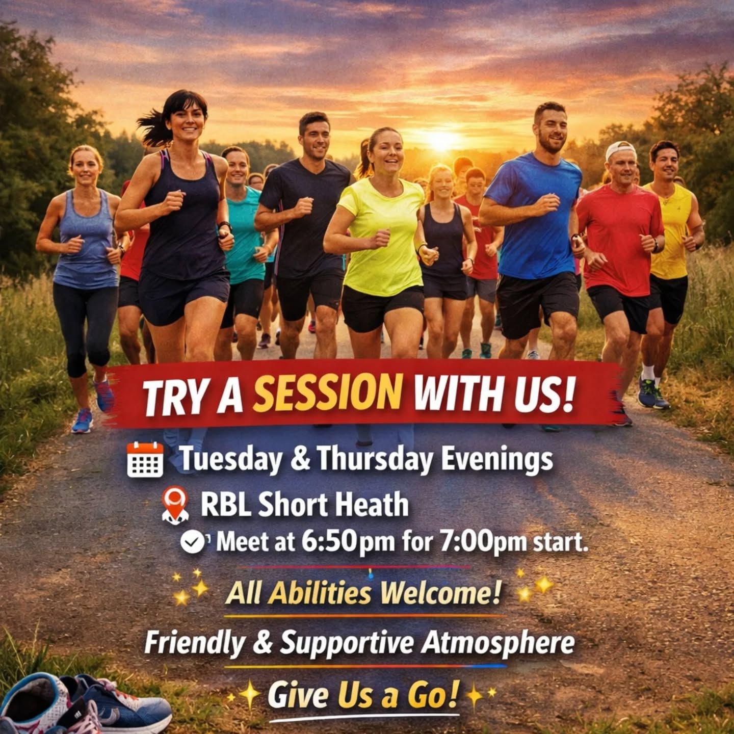 STRIDE BEFORE YOU DECIDE! 🏃♂️
Thinking about joining a running club? Why not come and try us out first!
Join us on Tuesday or Thursday evenings and experience what our club is all about.
📍 RBL Short Heath
⏰ Meet at 6:50pm for a 7:00pm start
Whether you're new to running, returning after a break, or an experienced runner, we welcome all abilities and paces. Our sessions are friendly, supportive, and designed so everyone can enjoy their run.
👟 Second claim members are also very welcome.
✨ Come along, meet the group, and see if we’re the right fit for you.
📩 Please send us a message to let us know if you'd like to join us.
We’d love to run with you!