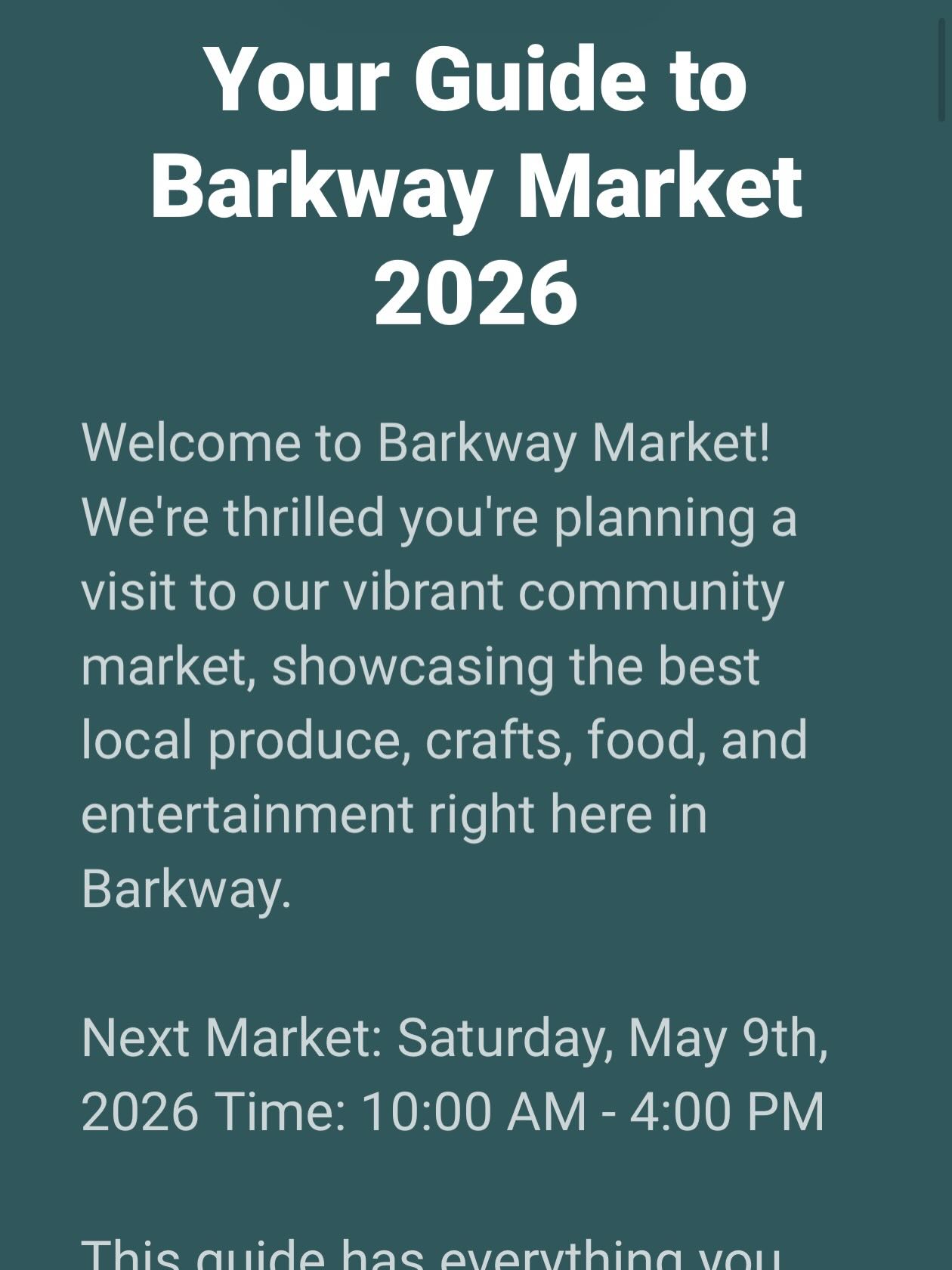 We’ve created our very own Market Guide to help you to navigate and get the most from your day with us. Simply visit via our website (link in bio) and discover everything you need.
.
We also have a search facility for finding which stallholders are going to be at the Market and where to find them!
.
The weeks are getting closer, so please put Saturday 9 May in your diary, buy your tickets and have a brilliant day out - all to raise fund for local causes.
.
We can’t wait to welcome you!
.
#barkwaymarket #barkwayvillagemarket #barkway #daysoutnearme #hertfordshiredaysout