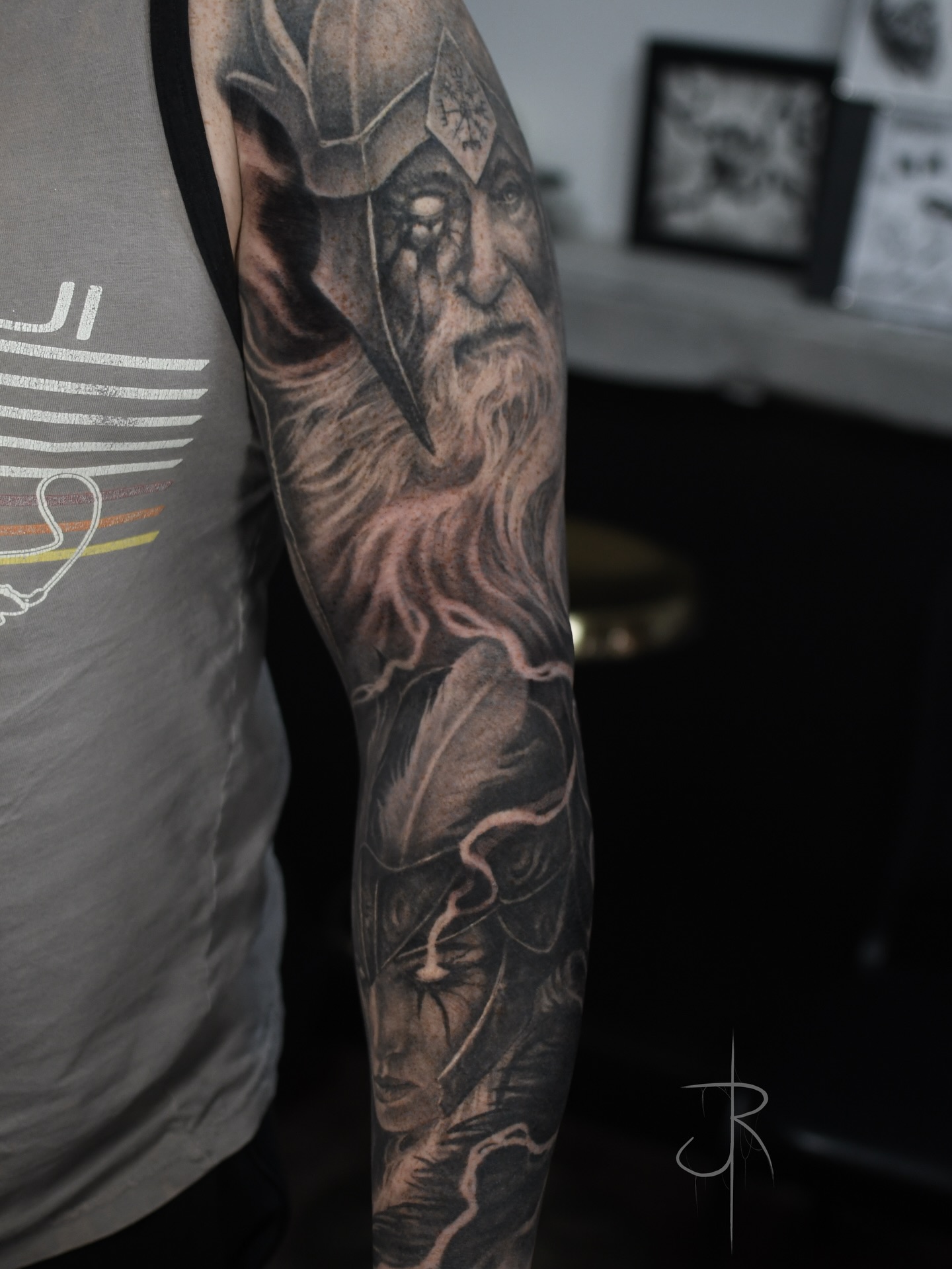 Norse sleeve on my boy @gravy__crockett
We started this sleeve years back at the Tattoo the Lou convention in St. Louis!