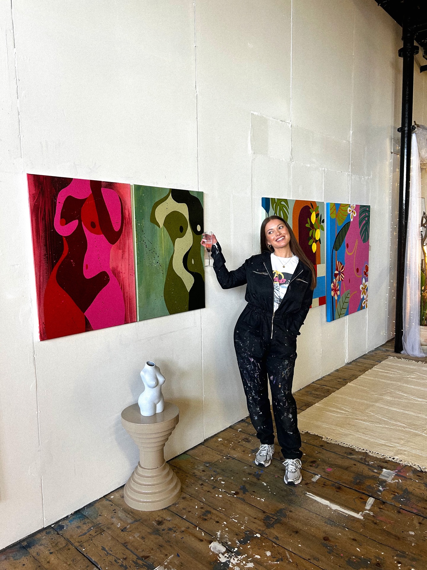 open studio pt. 3
i don’t even know where to start with this one…
this was a graft.
with life very much lifing in the background and other work commitments pulling at me, i genuinely didn’t think i’d have paintings — or even a studio — ready in time for this. it all felt slightly unrealistic… yet somehow it all came together.
i’ve realised i really do work best under pressure. even when it takes every last ounce of me for a period of time, i need something to move towards. a deadline, a vision, a quiet little “you have to do this” in the back of my mind.
a few people thought i was slightly mad putting this together in such a short space of time but that’s always been how i do things.
what started as just my open studio slowly unfolded into something much bigger — the artists at Goyt Mill jumped in, a couple of other businesses opened their doors and suddenly it became a full open studios. the energy across the whole building was just amazing.
people wandering, conversations flowing, art being seen, felt and spoken about — all of us ending the day together in my studio, slightly exhausted, slightly overwhelmed but celebrating with a glass of fizz.
to see people connecting with the work, to hear their thoughts, interpretations, stories… that’s why i do this.
thank you from the bottom of my heart to everyone who came — familiar faces, new faces, people who have followed my work and people discovering it for the first time.
to everyone who bought a piece, stood and sat with it for a while or shared something personal in response to it… thank you.
and a special thank you to my people — my family and friends who kept me going (and quite honestly, functioning) through it all. the help, the coffee deliveries, the check-ins, the memes lol… you know who you are. I love you endlessly ♥️
keep your eyes open… we’ll be doing this again towards the end of the year.
love,
j x