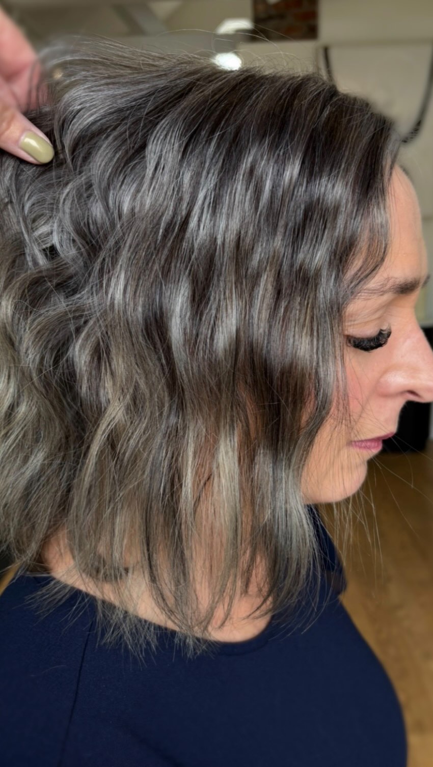 She’s no ordinary woman ....
She’s BOLD in style and spirit and when she walked in the door a few years ago I knew our hair journey was going to be a fun one.
We’ve tried out a few fun shades along the way and on our last visit we added some bolder dark tones to make her natural silver tones pop
I love ALL of these but, what’s your favorite?? Let me know while we cook up what comes next