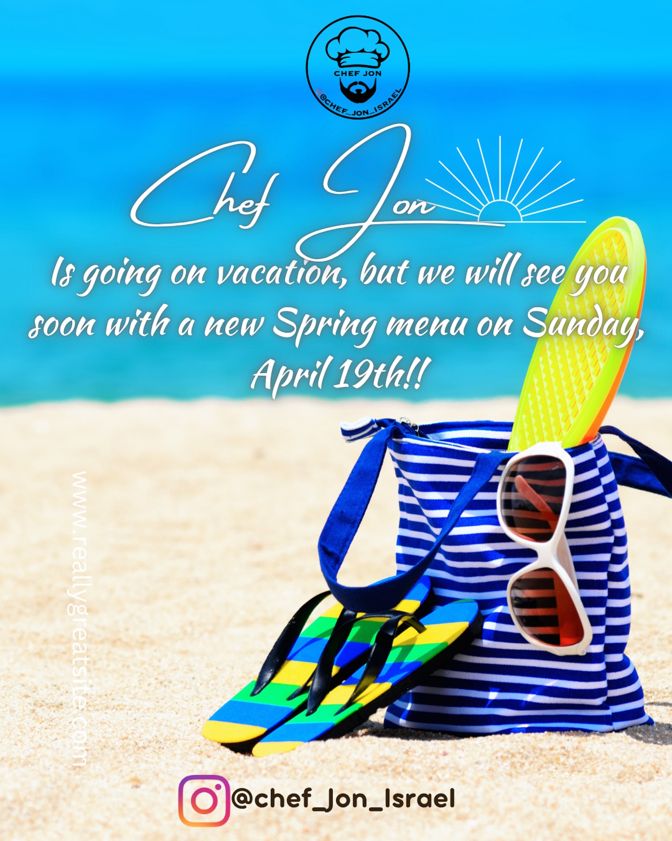 Chef Jon will be away on vacation for the next few weeks. We will be back at the Riverdale Y Sunday market on Sunday, April 19th. We will resume taking orders on April 13th.