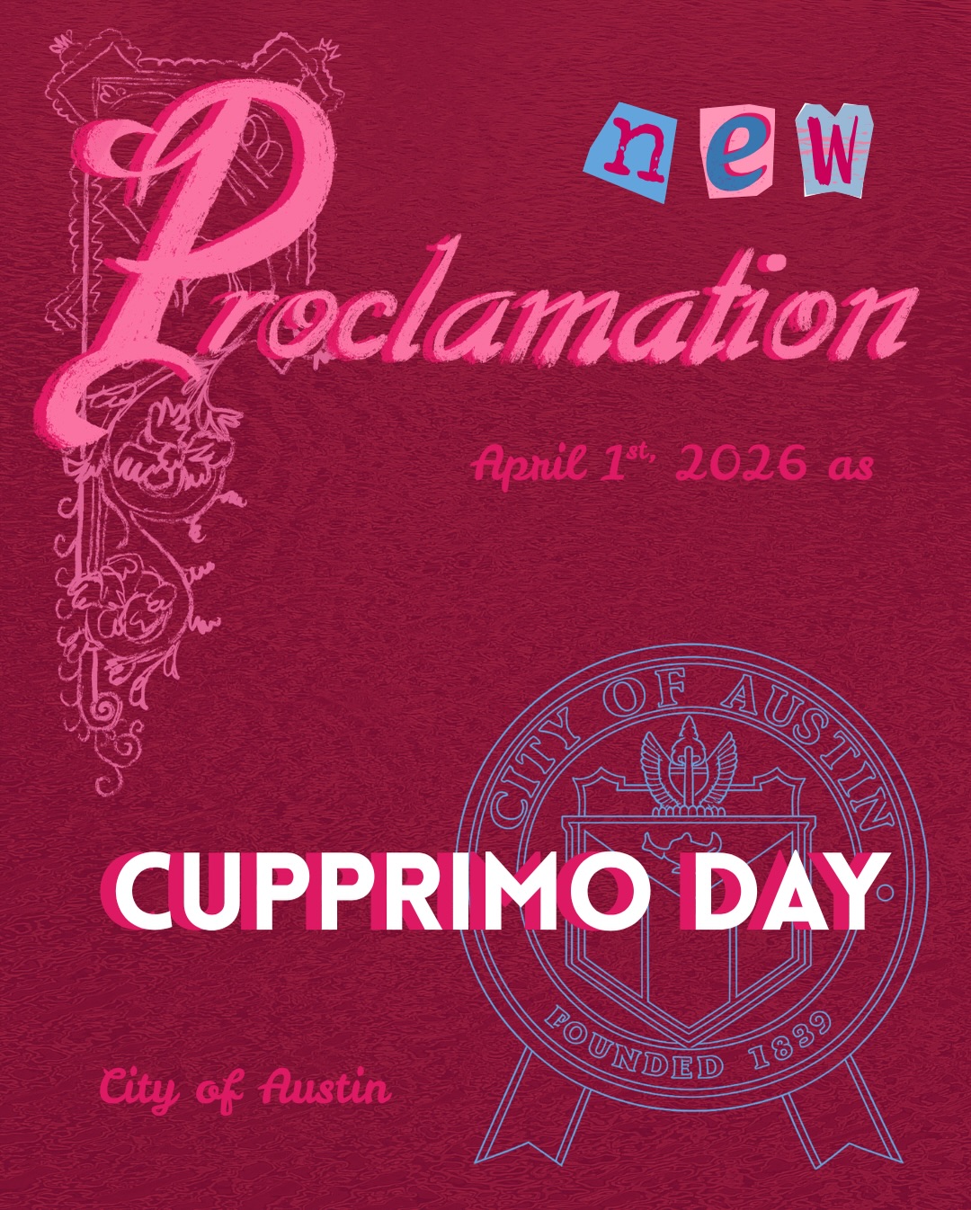 This is not an April fools day joke! 🥹 By proclamation of Mayor Kirk Watson today is now known as Cupprimo Day here in Austin! 🧁
Shoutout all our wonderful employees and all our raving fans for making life at Cupprimo a holiday everyday 🫶🏼 We love this city and we thank Krista for being a longtime supporter who is now working to make Austin an even better place.
We are so honored to have been serving this community for 18 years and the Lakeway community since 2025. We hope you all celebrate with us and come get some cupcakes! 💗