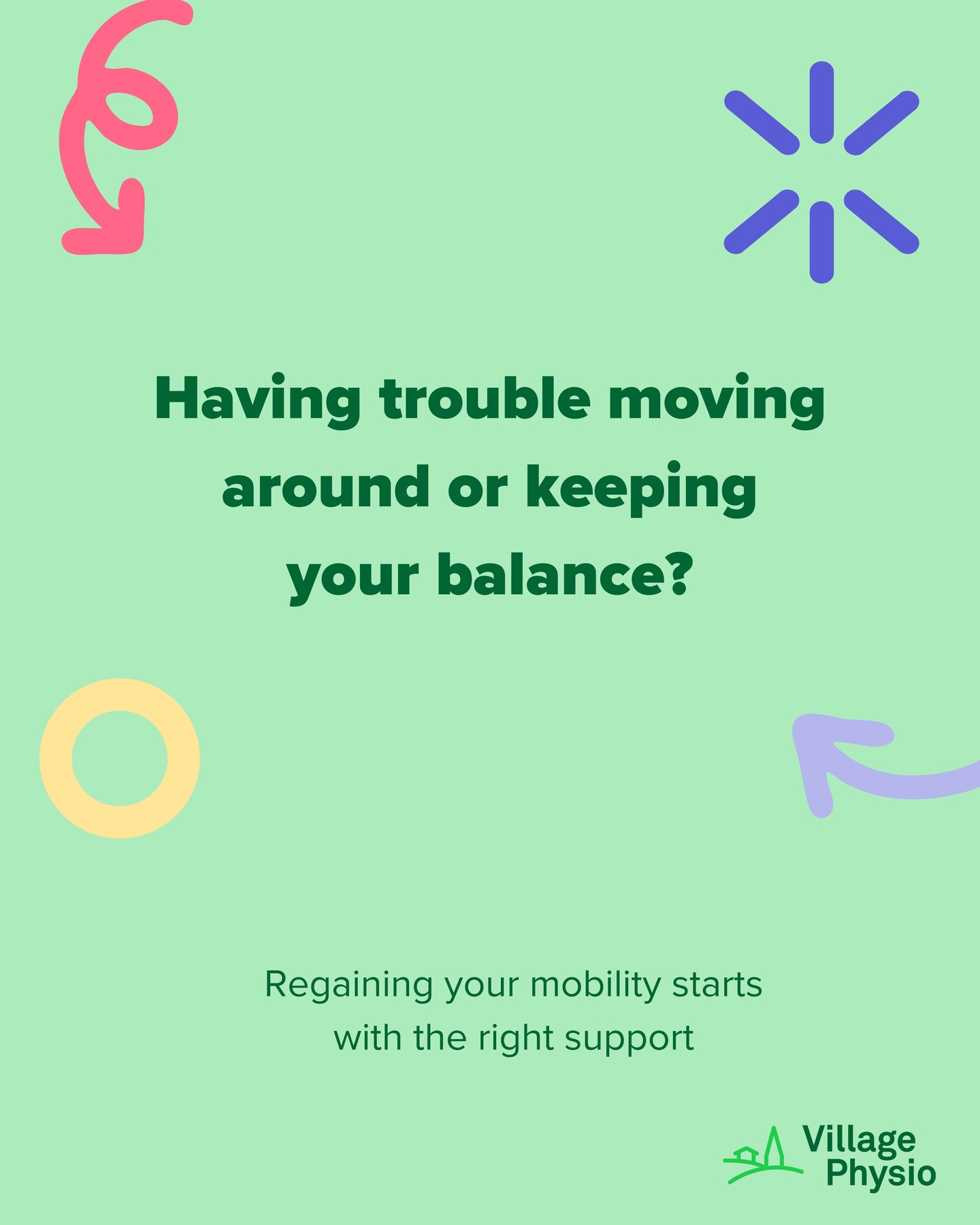 Difficulties with movement or balance can develop gradually, particularly after illness, surgery or periods of reduced activity. Slower walking, difficulty getting up from a chair, hesitation on stairs or reduced confidence with movement can all be early signs of increased falls risk.
These changes are often linked to reduced muscle strength, joint stiffness or changes in coordination. Left unaddressed, they can make everyday activities more challenging and may affect independence over time.
Physiotherapy can help by focusing on:
• Strengthening key muscle groups involved in walking and standing
• Improving balance and stability
• Practising safe movement patterns for everyday activities
• Identifying and reducing individual risk factors for falls
For many people, physiotherapy delivered at home can be particularly effective. Working in a familiar environment allows exercises and movement practice to be tailored to real-life situations, such as getting up from chairs, moving around the home or using stairs safely.
At Village Physio, we regularly support older adults across South Yorkshire, drawing on experience from NHS hospital, community and neurological rehabilitation services, including a focus on falls prevention.