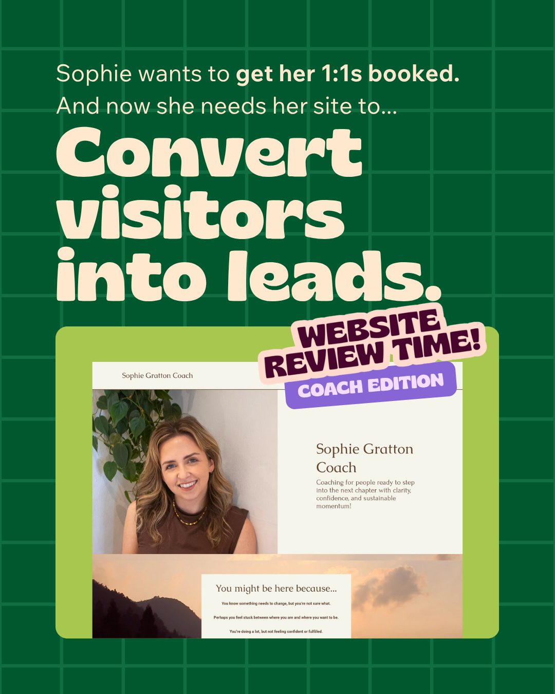 There isn't a website review I do that I don't learn something from BUT this one for @sophiegrattoncoach had some bloody brilliant fixes 💖
Comment LOVE IT and I'll send you the deets for a 2 day Love it Launch it that gets your site converting while you sleep!