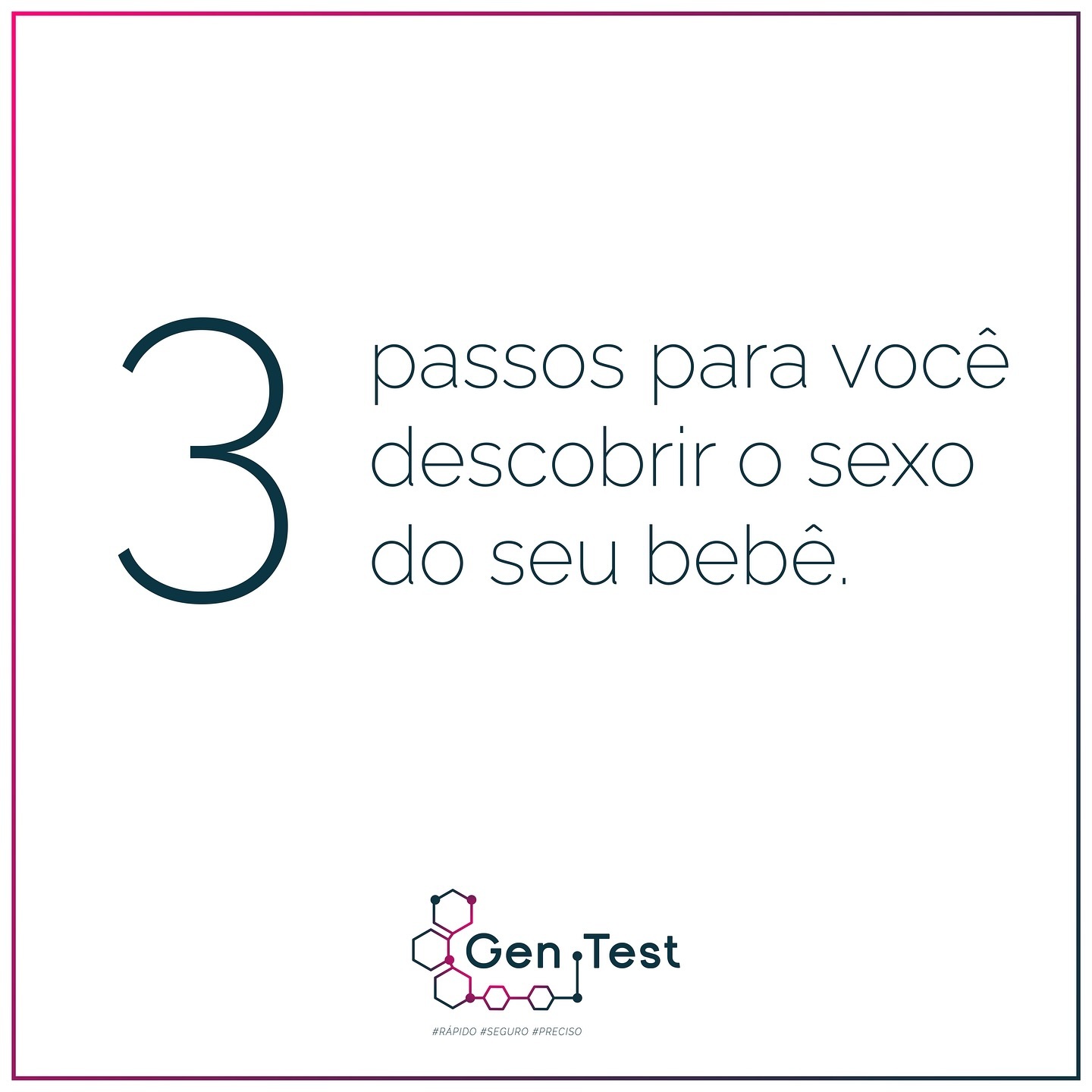 Descubra o sexo do maior amor da sua vida no conforto do seu lar, de qualquer cidade do Brasil, já a partir da 5ª semana de gestação, com 99,9% de precisão!
O self-test que é sucesso mundial, agora no Brasil disponível para você!