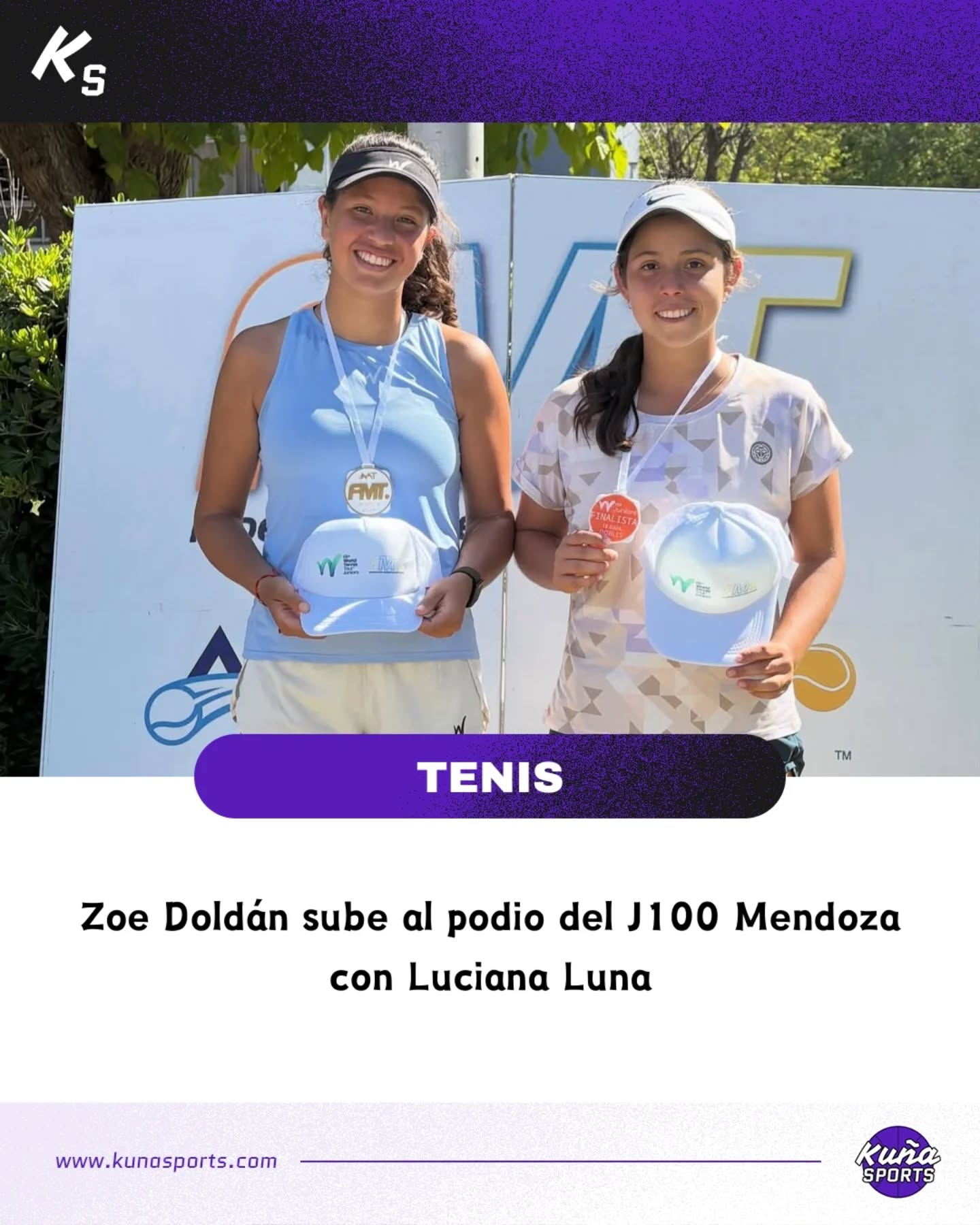 ¡Un podio más!😎
🙋🏻♀️El último fin de semana Zoe Doldán volvió a llegar a la final de un torneo del Circuito Junior ITF.
🥈En el J100 Mendoza, la paraguaya fue subcampeona en dobles junto a la peruana Luciana Luna.
▶️Cayeron por 6-4, 6-4 ante las norteamericanas Fagan y McCord.
#KuñaSports💜
