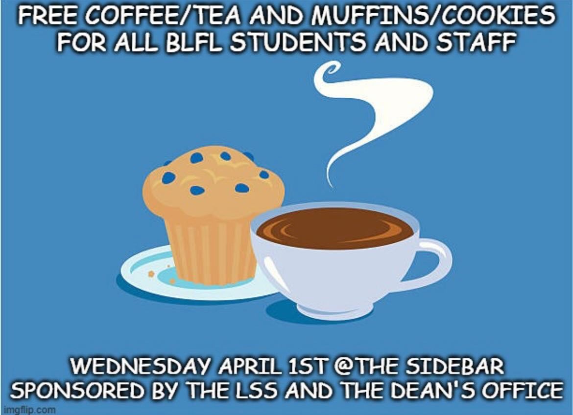 Come by the Sidebar on April 1st for some free snacks!!