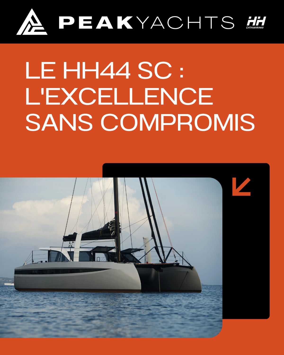 We are pleased to present the HH44 SC by HH Catamarans - Excellence without compromise.
This revolutionary catamaran combines 100% electric hybrid propulsion, avant-garde design, and an exceptional level of luxury rarely seen on a yacht of this size. Its futuristic silhouette, integrated hull windows, retractable bathing platforms, extended cockpit roof, and swivel helm stations create a unique presence.
With over 2 m of headroom in the saloon and 1.96 m in the hulls, premium interiors, ambient lighting, and electric controls, comfort is outstanding.
The full brochure is attached.
Join us at the La Grande Motte International Boat Show from April 22 to 26, 2026, at the HH Catamarans stand.
More information: www.peakyachts.com
#HH44SC #Catamaran #SustainableYachting #ElectricPropulsion #PeakYachts LaGrandeMotte2026