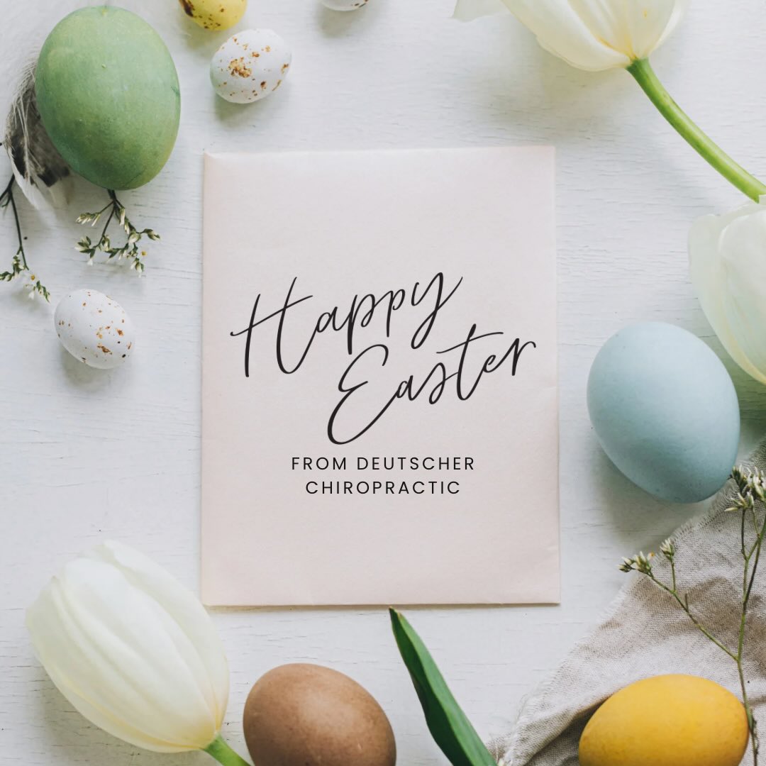 🌿✨ Happy Easter from Deutscher Chiropractic ✨🌿
As we celebrate this beautiful season of renewal and hope, we are reminded of the promise of new life and restoration that Easter brings.
“He is not here; He has risen.” – Luke 24:6
May this day be filled with peace, joy, and the assurance of His love for you and your family. Just as spring brings new beginnings, we are grateful for the opportunity to support your health and well-being every step of the way.
Wishing you a blessed and joyful Easter. 🌷
– Deutscher Chiropractic
