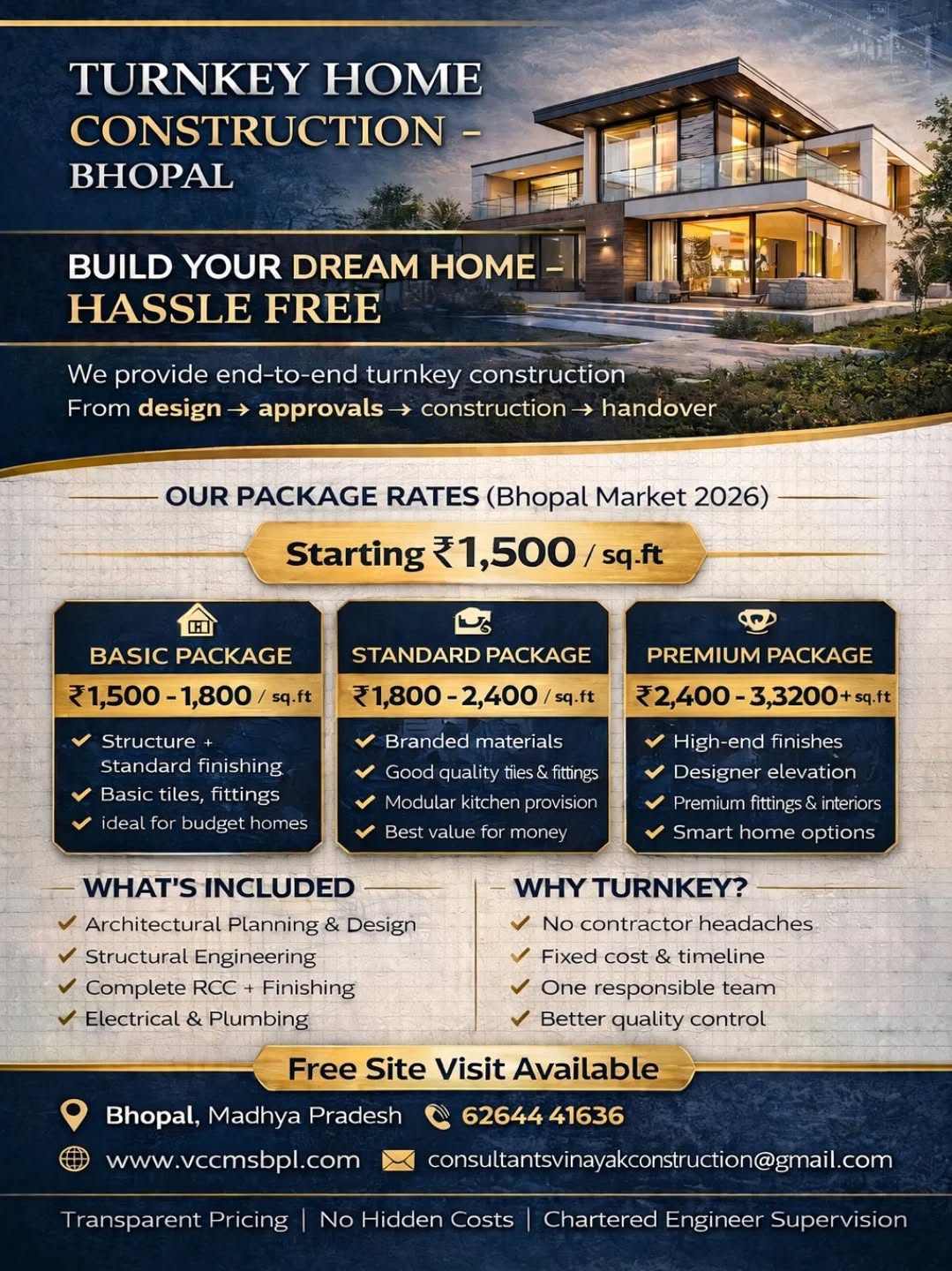 🏗️ Your Dream Home. Built Right. Built Once.
At Vinayak Construction Consultants & Maintenance Services, we deliver end-to-end turnkey home construction—so you don’t deal with multiple contractors, delays, or hidden costs.
From planning & approvals to construction & handover, everything is handled under one roof with professional supervision and complete transparency.
💰 Packages starting from ₹1,500/sq.ft
📍 Bhopal
📞 6264441636
🌐 www.vccmsbpl.com
✔ 30+ Years of Experience
✔ Fixed Cost & Timeline
✔ Premium Quality Execution
✔ Chartered Engineer Supervision
👉 Ready to build your dream home without stress? Let’s talk.
#TurnkeyConstruction #HomeConstruction #Bhopal #CivilEngineering #ConstructionIndia DreamHome RealEstateIndia BuildersOfIndia ConstructionLife HouseConstruction EngineeringServices InfraIndia PropertyDevelopment SiteEngineering CivilEngineer ModernHomes LuxuryHomesIndia ConstructionBusiness VinayakConstruction BhopalBusiness