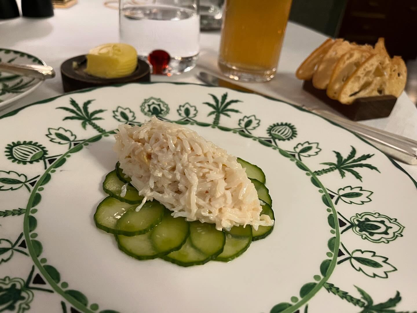 Dressed crab with cucumber