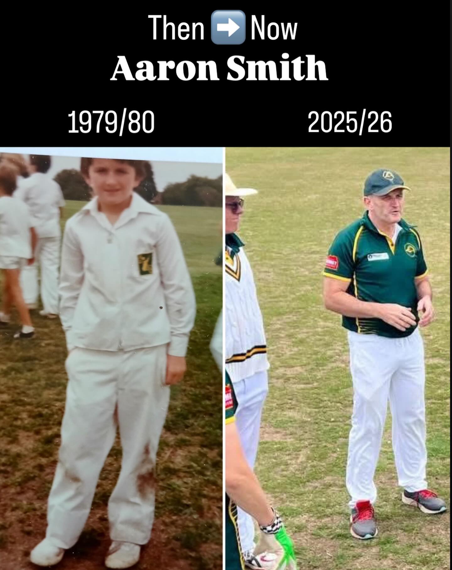 In a special return edition of βThen & Nowβ, we feature club stalwart Aaron Smith!
On the left is Aaron in his debut season in 1979/80. Through to the most recently completed season, where he was captain of the Veterans team in the photo shown, 46 years on from his club debut!
One of the most respected and revered people in the clubβs history.