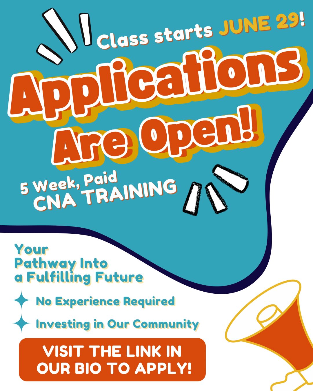 Hello, everyone! Our next CNA training class is set to start on June 29th and run until July 31st.
✅Our training is free and we offer income replacement
🙅🏻♀️No experience is required.
👩🏻⚕️We connect you with employment after graduation.
If you or anyone you know is interested, please share and visit our website lifthi.org to apply. Mahalo! 🌺