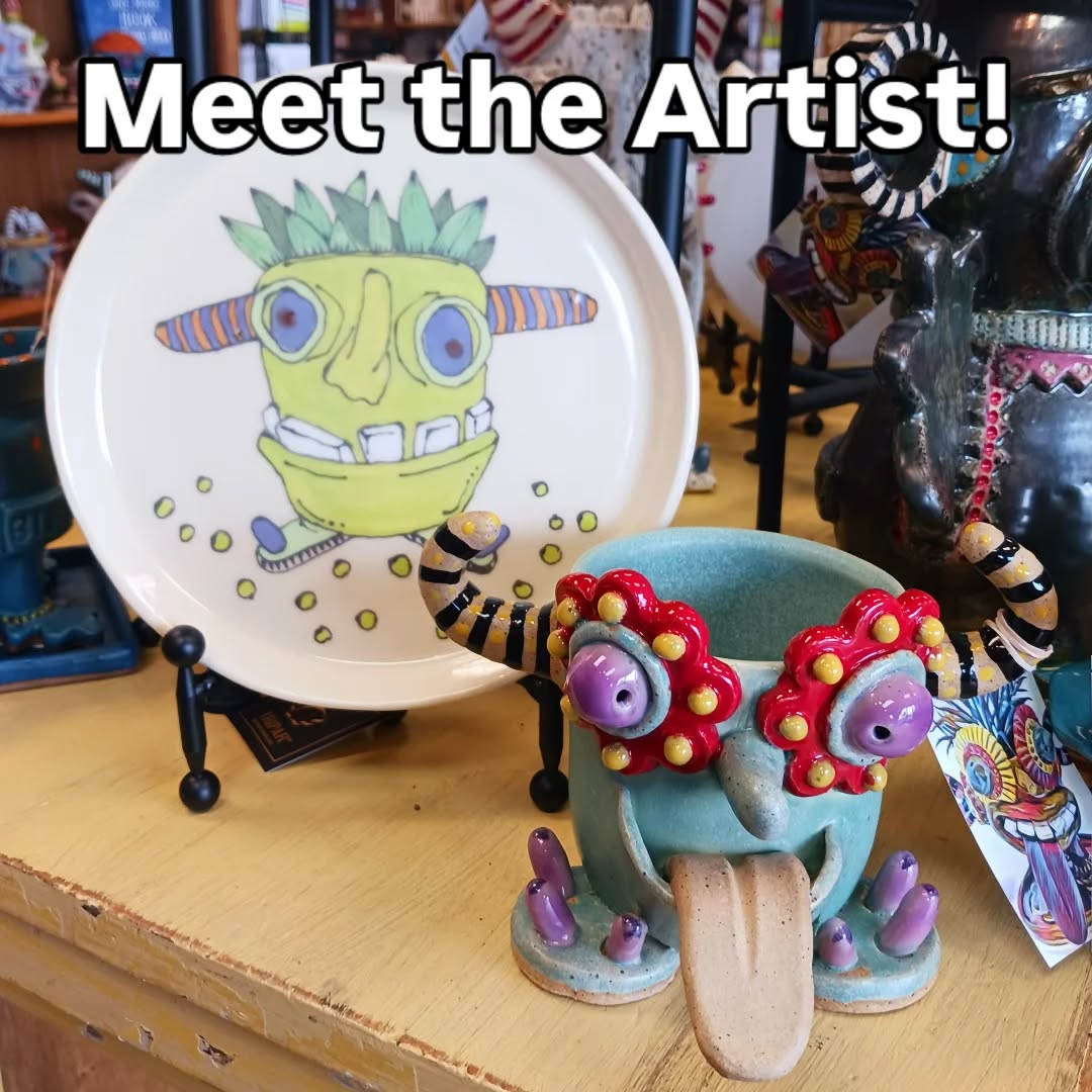 Meet Beth of @bumblebeadstudio this Saturday 10-3pm! Her wild monsters will be visiting for a limited time - get 10% off monster pots, banks & bells - Friday & Saturday only!