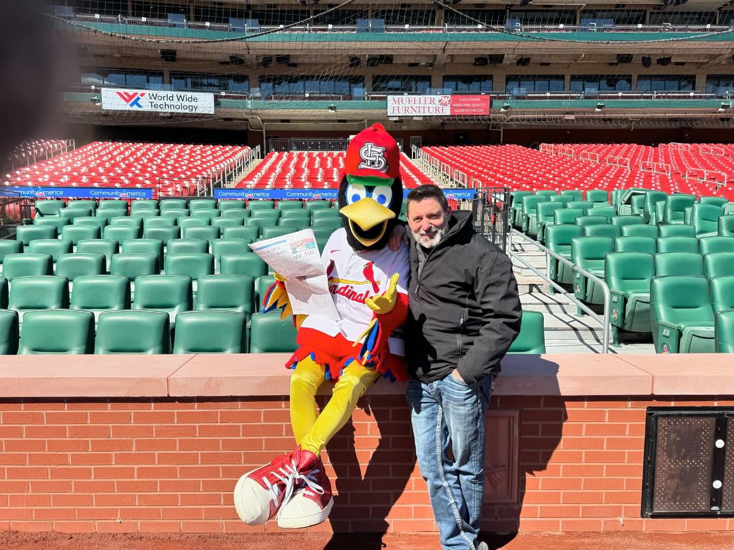 St. Louis Cardinals Baseball is almost here!! I’m ready!! Got to say hello to my friend Fredbird today! #fredbird