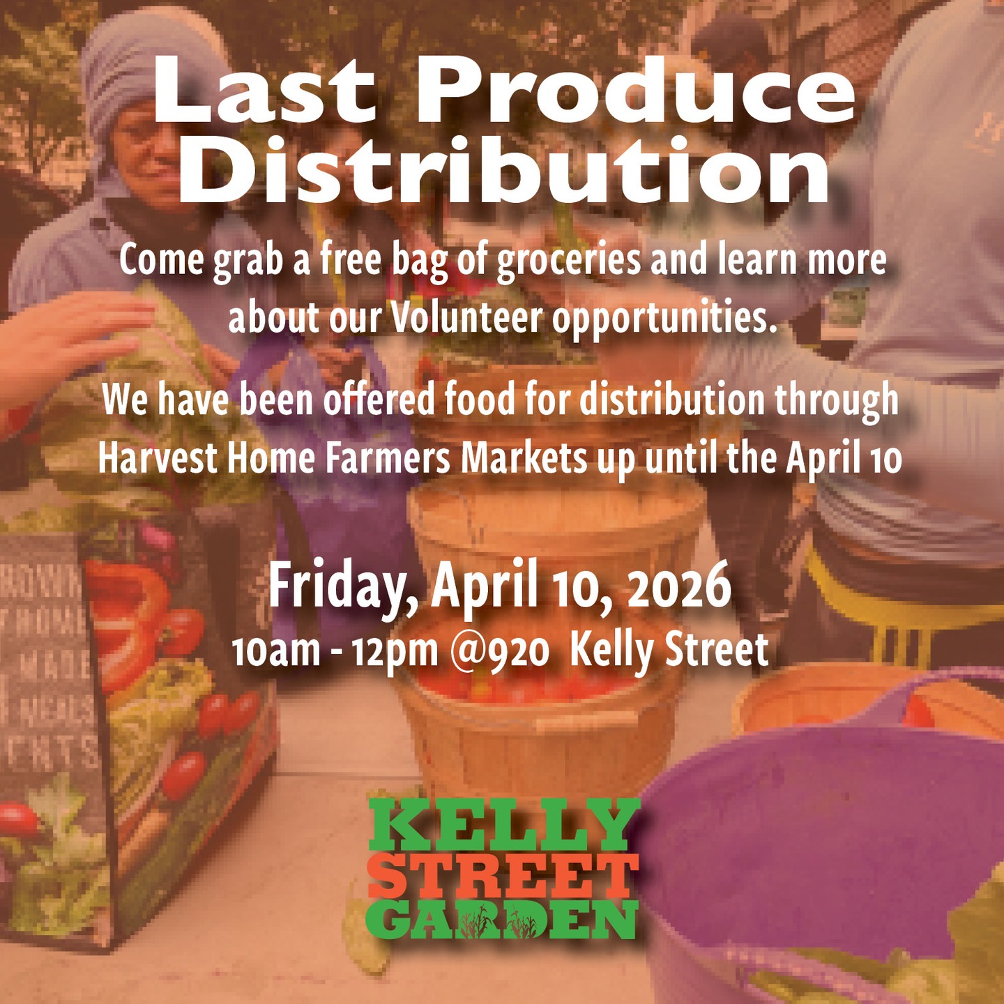 This Friday April 10 is our last FREE Distribution until further notice.
Please bring a bag to claim your free share.