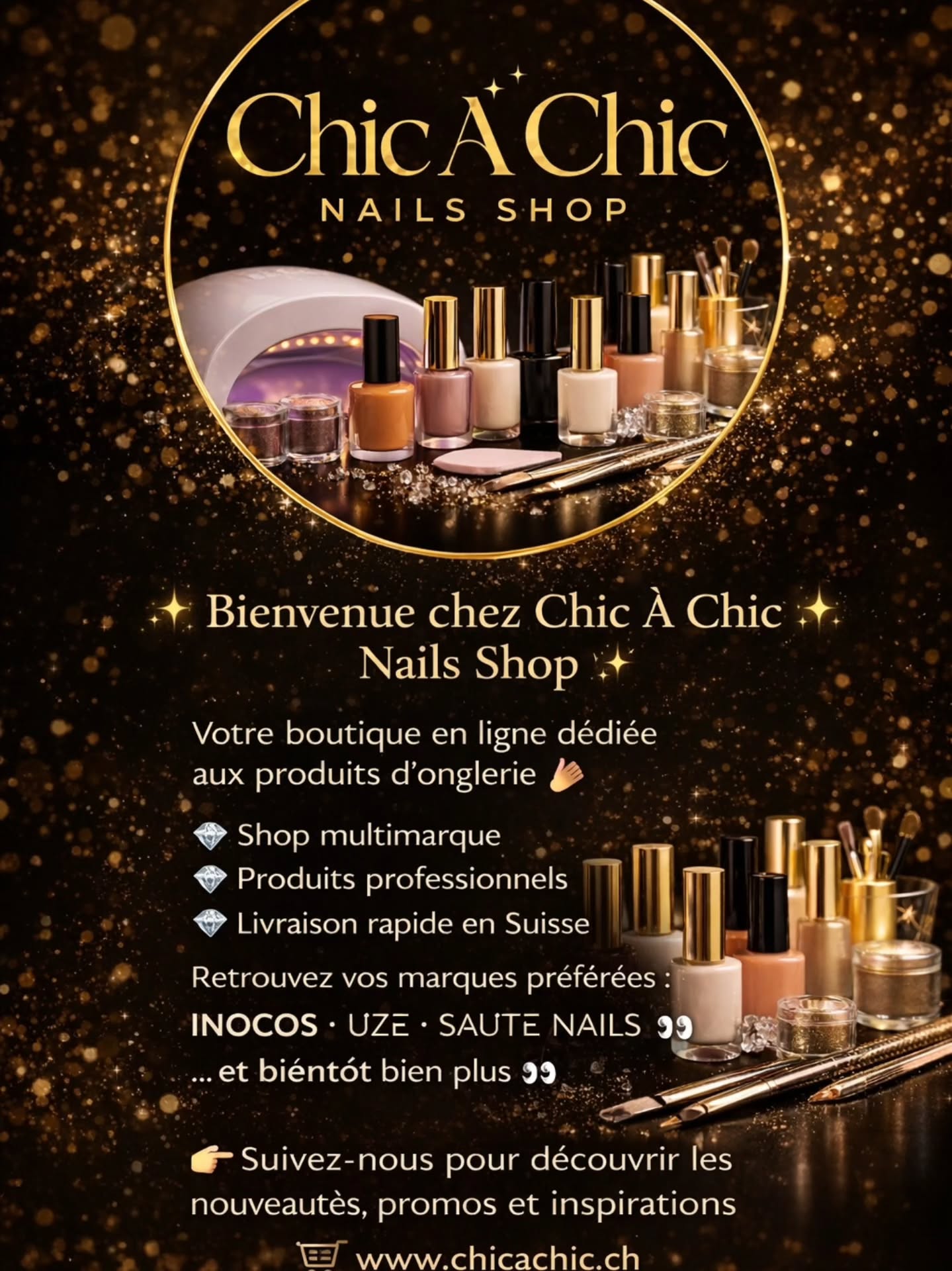 ✨ Bienvenue chez Chic À Chic Nails Shop ✨
Votre boutique en ligne dédiée aux produits d’onglerie 💅
💎 Shop multimarque
💎 Produits professionnels
💎 Livraison rapide en Suisse
Retrouvez vos marques préférées : INOCOS • UZE • SAUTE NAILS 👀
✨ Qualité • Sélection • Passion
👉 Suivez-nous pour découvrir les nouveautés, promos et inspirations
🛒 www.chicachic.ch
#onglerie #nails #nailpro #nailtech