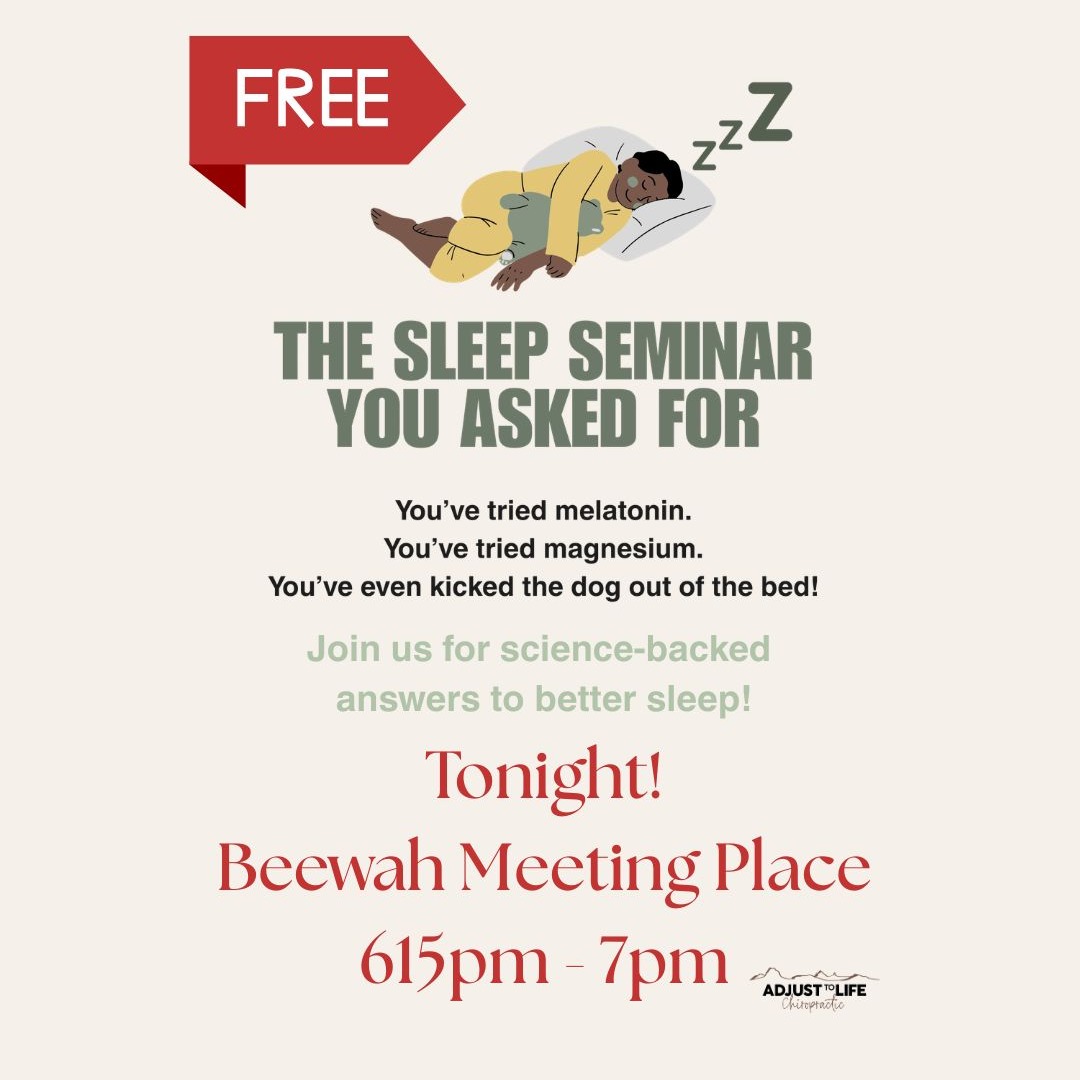 It's not too late - come join us tonight for our FREE Sleep Seminar, hosted by Dr Jason.
Beerwah Meeting Place, 615pm > 7pm 🙂