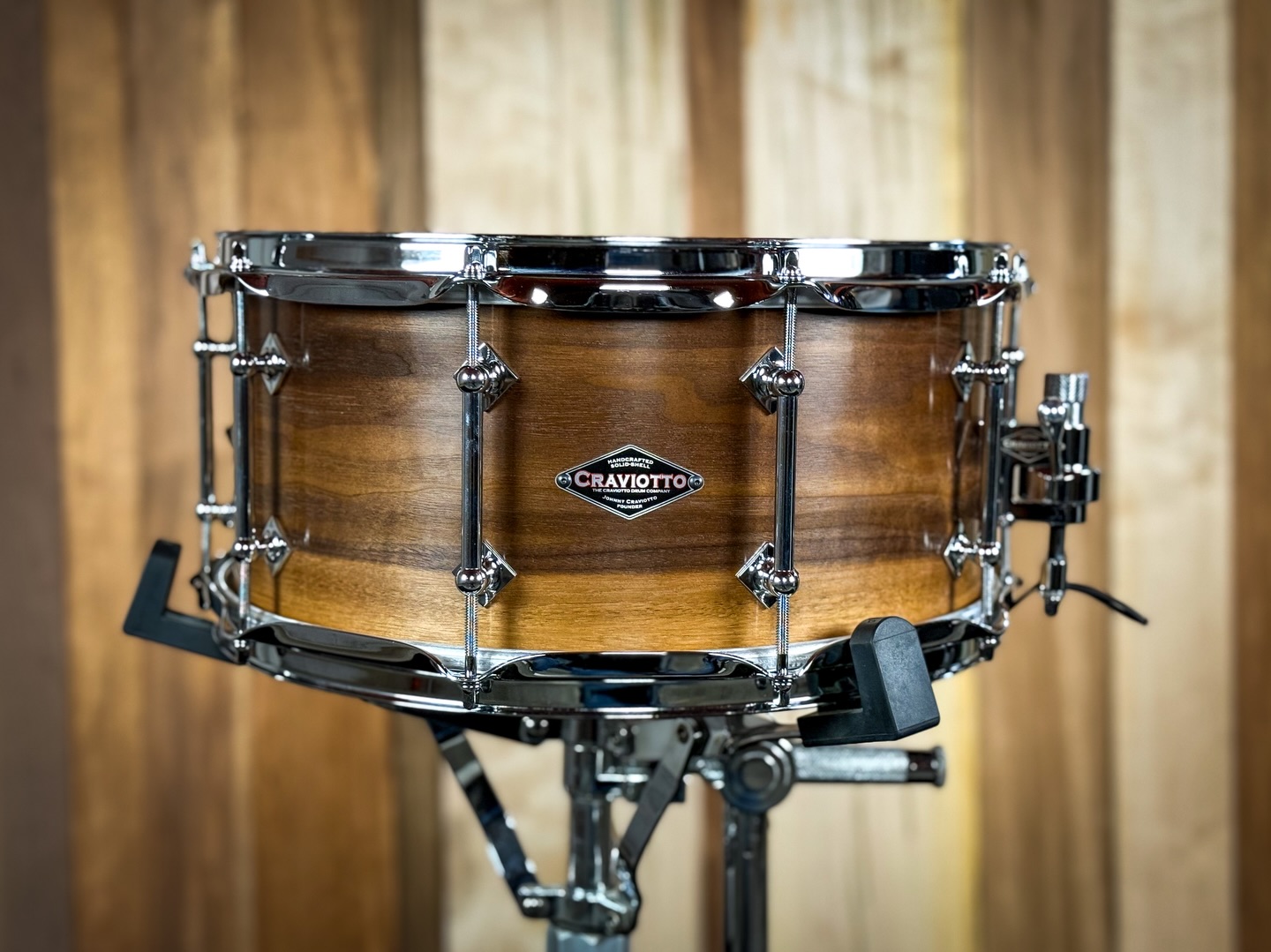 Custom Shop 6.5x14 Walnut, with 45 degree bearing edges and finished in satin oil.