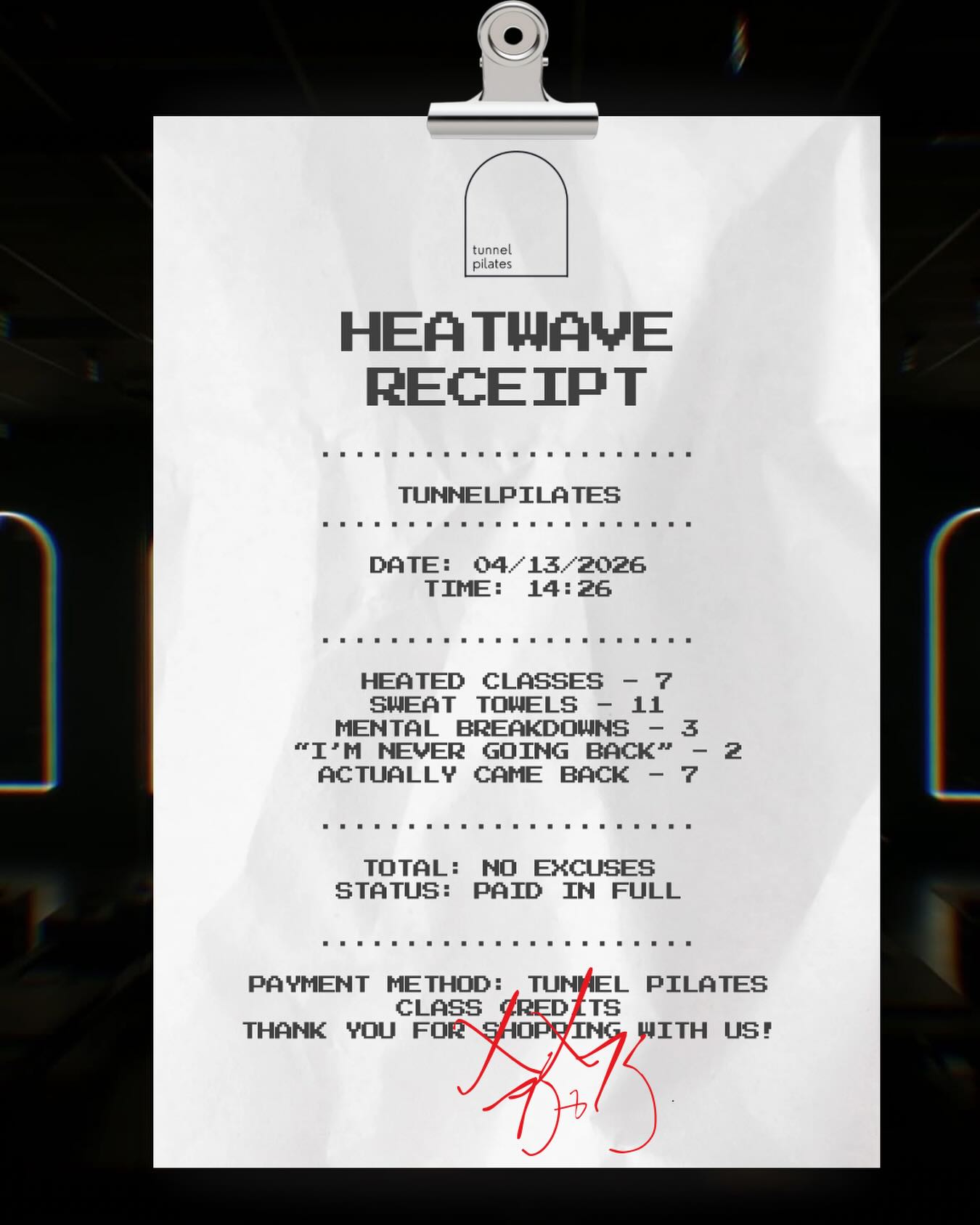 all sales are final
Heatwave starts 4/13 and must be finished by 4/30
7 classes in 7 days
Must be 7 consecutive days in a row (no breaks)
Open to direct Tunnel members only
Finish = $40 retail credit + 2 comped sessions
#tunnelpilates #hotpilates #vancouverpilates #venicebeachpilates #losangelespilates