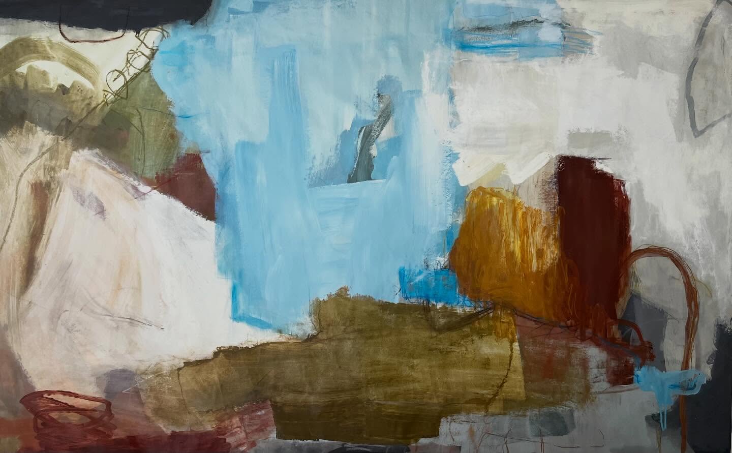 Exciting news😁This big work called ‘Lønstrup’ together with some works on paper can now be viewed at @quietdoggallery in Nelson. Thanks to Steve and Hayley for inviting me to join their beautiful gallery🧡 #nzgallery #nelsonart #mariaowensart #nzartists #nzartcollector