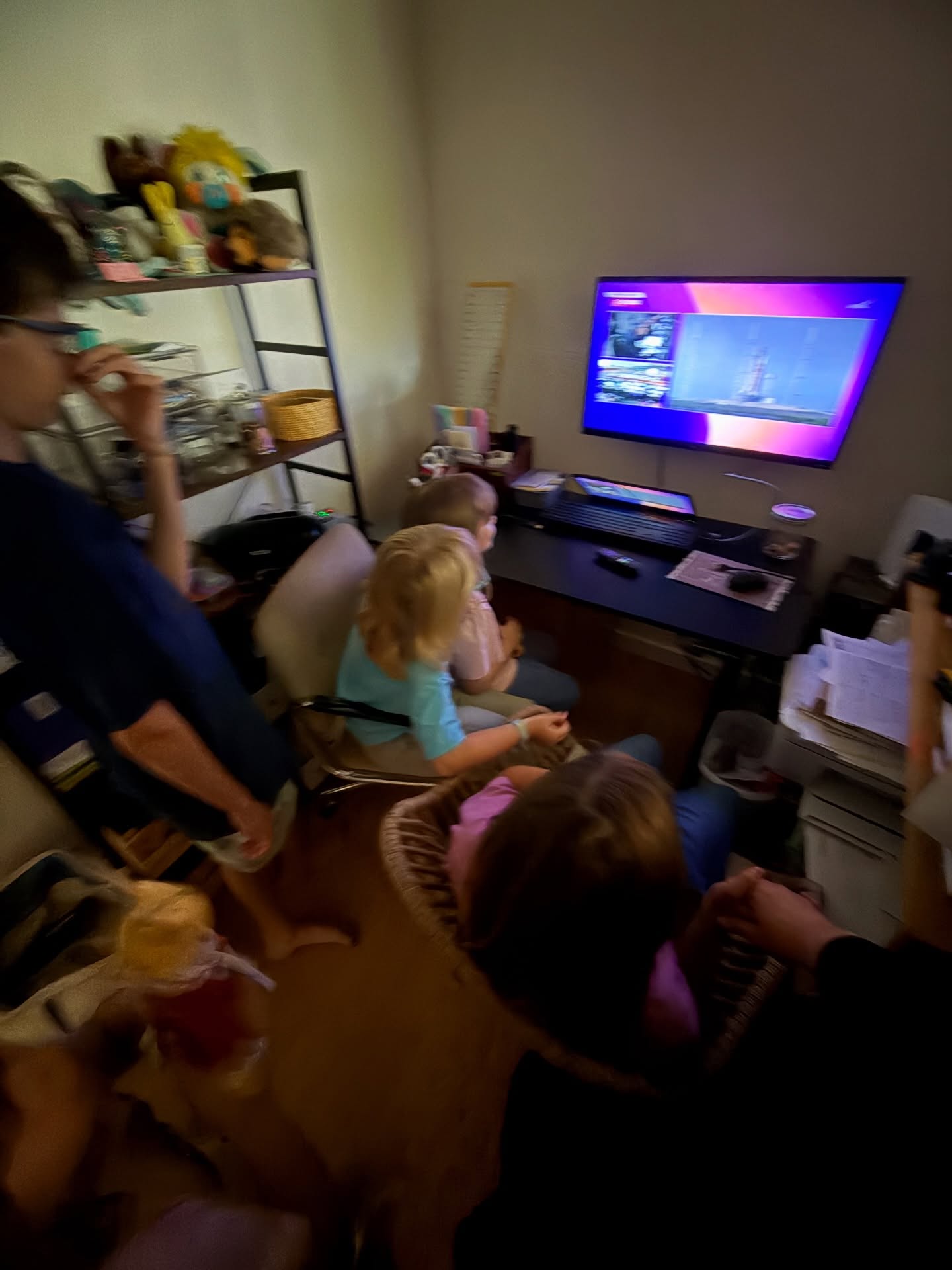 Such a historic moment today: Artemis 2 watch party with members and families arriving at pickup time! We’ve never seen a live moon launch in our lifetime. To watch it together felt so monumental. All squeezed together in my little office. 5 young people and 5 adults. So much gratitude.