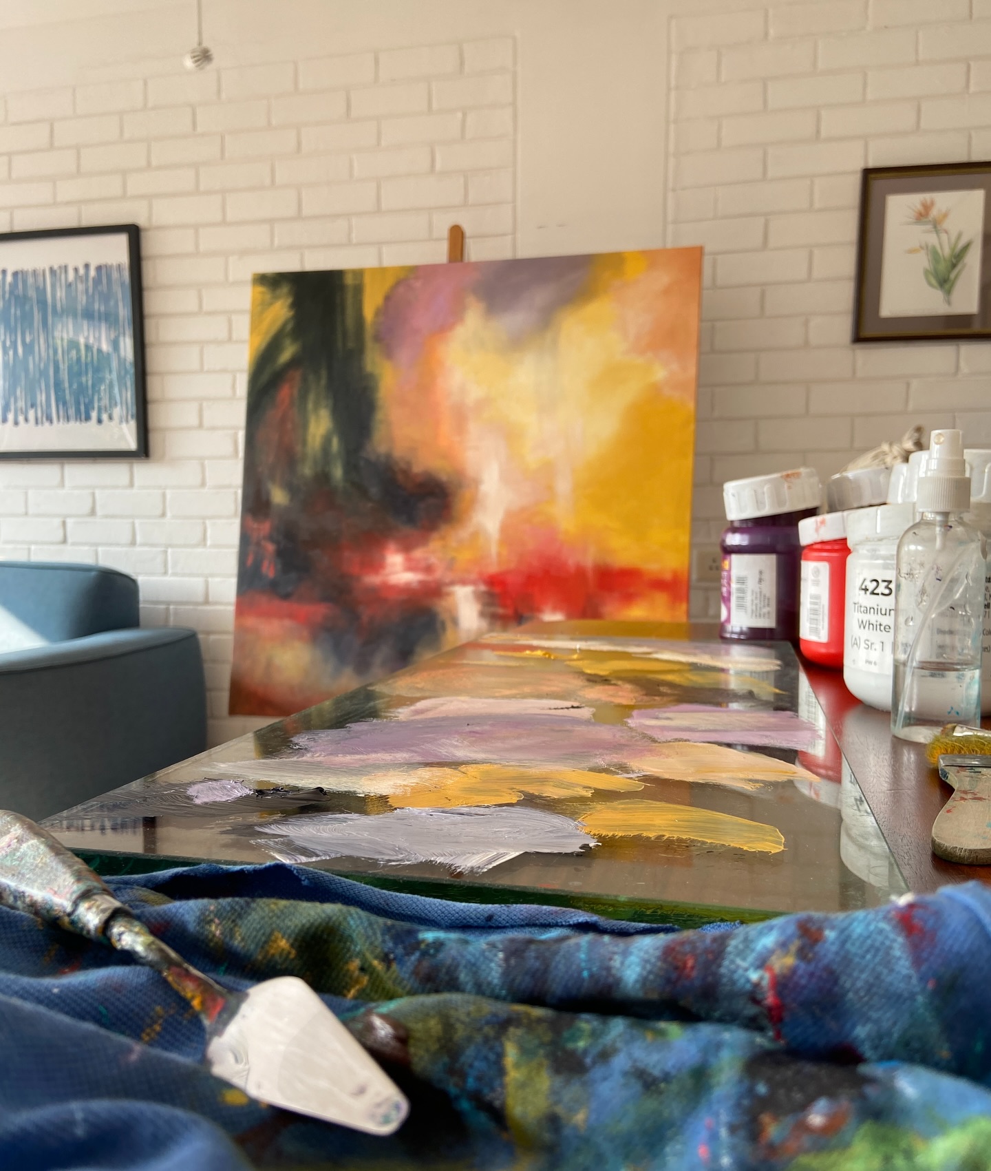 48 x 48 inches (4x4 Ft) acrylic on canvas painting inspired by sunsets and reflections on water.
#sunsetpainting #abstractartwork #abstractlandscape #abstraction #abstractartist