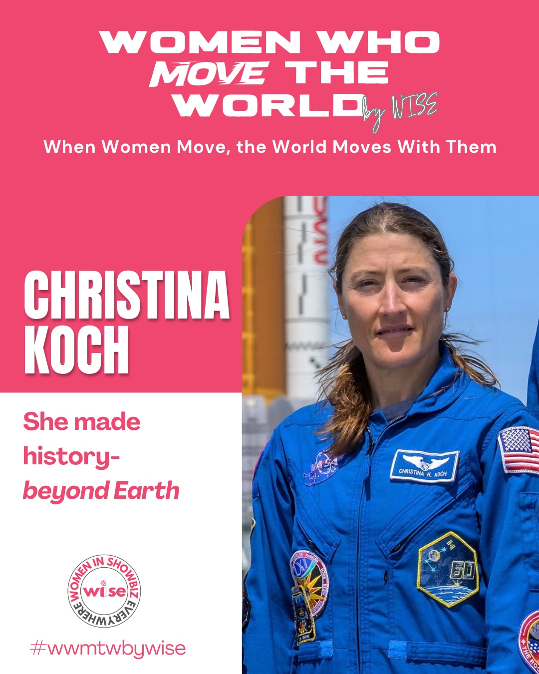 Women Who Move the World (And Beyond) 🌍🚀
Christina Koch has already redefined what’s possible.
From 328 days in orbit to a historic all-women spacewalk, her journey continues even as she returns from Artemis II — NASA’s first crewed mission to journey around the Moon in over 50 years.
Alongside Victor Glover, Reid Wiseman, and Jeremy Hansen, she is part of a crew who’s carrying humanity into the next era of exploration.
“I think it’s important for people to see themselves in all types of careers.”
We are SO proud of @astro_christina and this lunar mission @nasaartemis which was fueled by many women (and others) from @nasa 💙
Because when women move forward — the world moves with them.
#WomenWhoMoveTheWorld #WomenInShowbizEverywhere #ChristinaKoch #ArtemisII #NASA