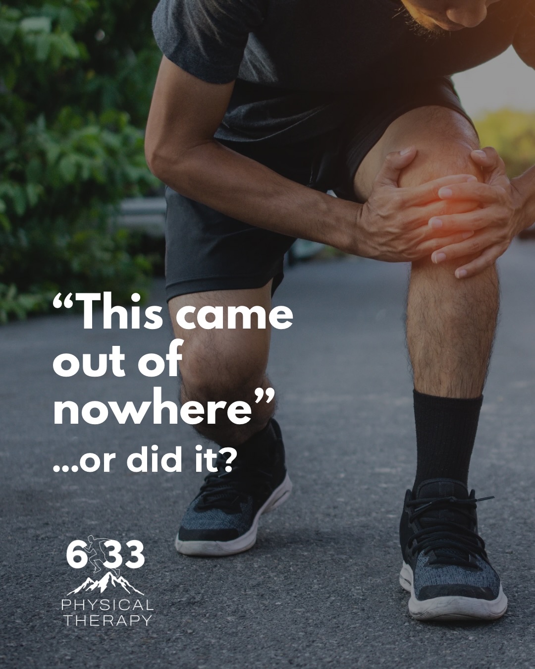 Ever had pain show up and thought, “that came out of nowhere?”
It usually didn’t. Most injuries build over time through training, daily movement, stress, sleep, and recovery.
That “sudden” pain is often just your body hitting a tipping point.
If something keeps coming back, let’s figure out why. Shoot us a message to book your evaluation today.