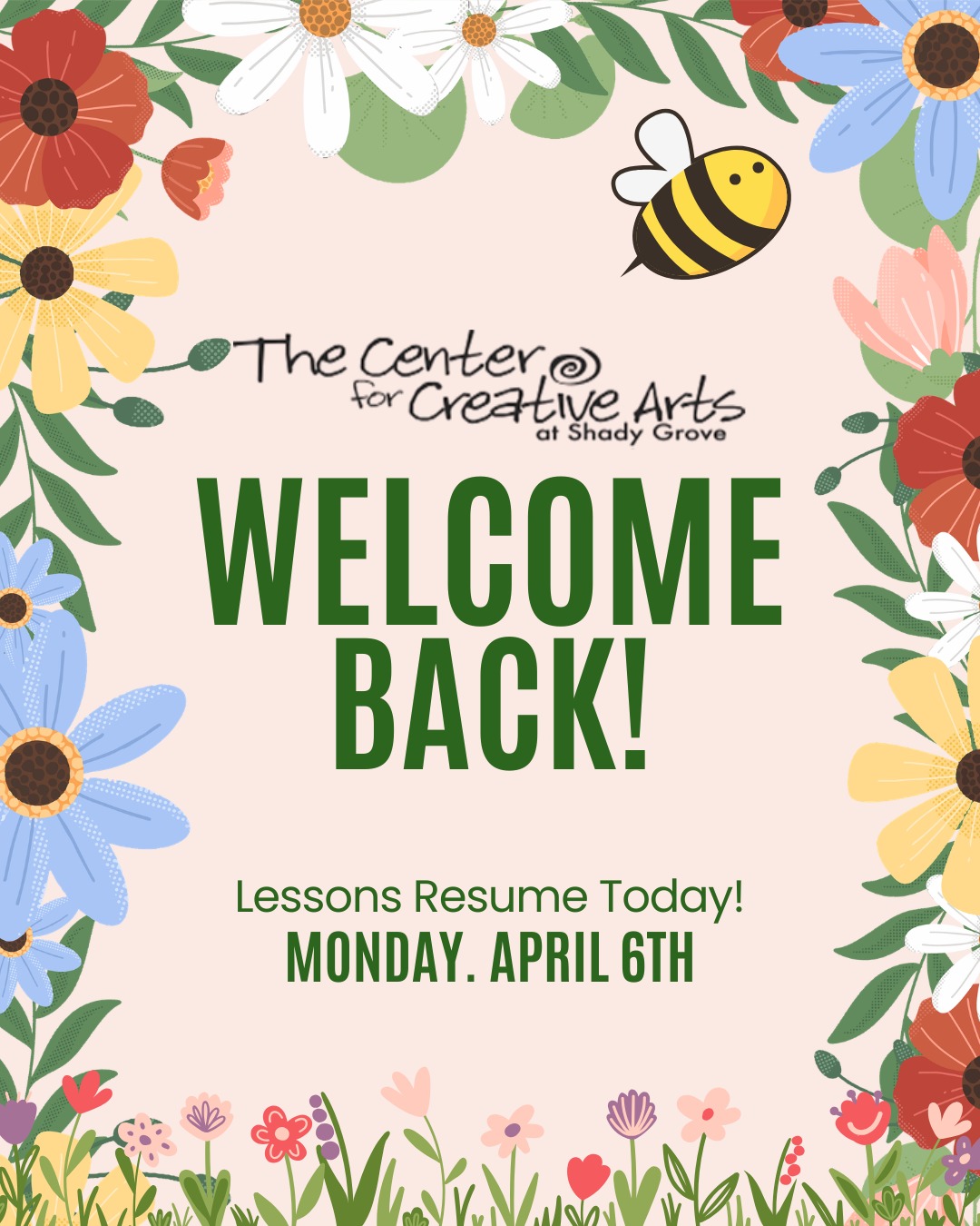 The break was great, but the silence was way too loud!🎶
All lessons and classes officially resume today, April 6th. Whether you’re picking up a brush or a guitar pick, we can’t wait to see you back at The Center! 🎨🎸