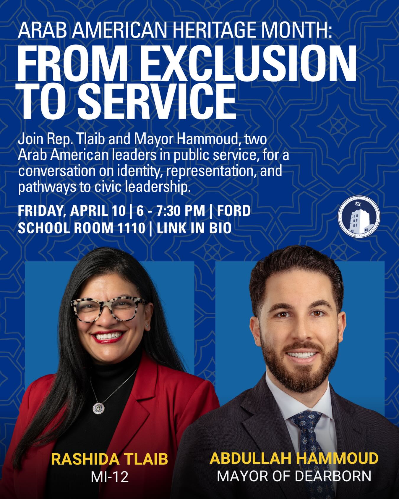 🔗 RSVP at the link in bio!
Join @reprashida, @ahammoudmi, and CSG this Friday for a conversation on identity, representation, and pathways to civic leadership. The discussion will examine historical exclusion, highlight Arab American contributions to public life in the United States, and consider strategies to increase Arab American youth participation in public service.