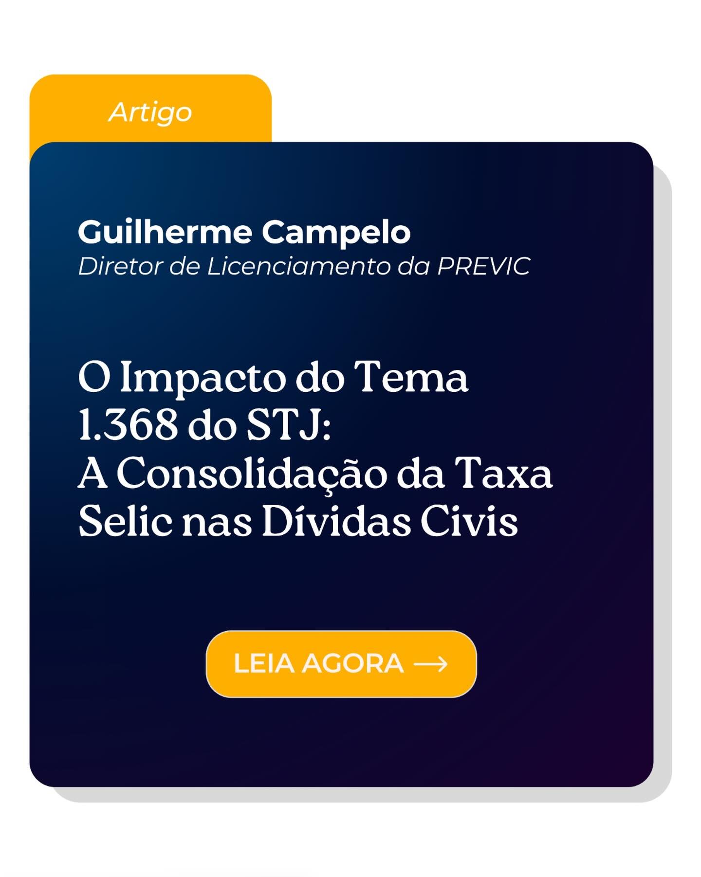O cenário das dívidas civis no Brasil acaba de ganhar um novo capítulo decisivo com o julgamento do Tema 1.368 pelo STJ.
Em artigo exclusivo, Guilherme Campelo, Diretor de Licenciamento da PREVIC, analisa a consolidação da Taxa Selic como o índice oficial para correção de dívidas civis e as implicações dessa mudança para o mercado. A definição traz maior segurança jurídica e uniformidade, mas também exige atenção redobrada dos gestores e operadores do Direito.
👉 Confira a análise completa no link: https://legismap.com.br/conteudos/artigos-e-noticias/o-impacto-do-tema-1-368-do-stj-a-consolidacao-da-taxa-selic-nas-dividas-civis
#DireitoPrevidenciário #STJ #TaxaSelic #PREVIC PrevidênciaComplementar