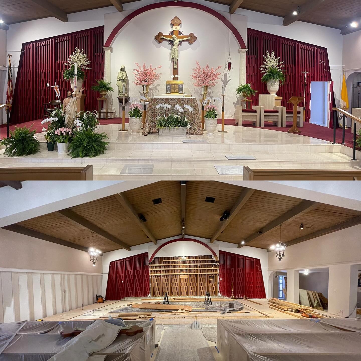 Before, and during…the after should be quite the transformation.
Call Us: 1-800-334-3621
Email: Sales@holylandartcompany.com
Retail Site: www.HolyLandArtCompany.com
Contracting Site: www.LiturgicalRenovations.com
#workinprogress #renovation #church #churchsupplier #catholic #catholicchurch #catholicism #catholiclife #hallandalebeach #hallandalebeachfl #stmatthew #saintmatthew #holylandartcompany #liturgicalrenovation #catolicos #instacatholic #prayer #hallandale #faith #religion #catolico