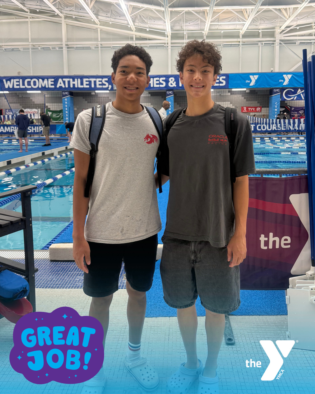 We are so proud of Andre and Aedric from our Dragons Swim Team for competing at the 2026 YMCA National Short Course Swimming Championship this past weekend in Greensboro, North Carolina! 🏊♂️💙
This annual championship features the very best YMCA swimmers in the country, with only 1–3% qualifying to compete. More than 1,100 swimmers from hundreds of YMCAs took part in this incredible event.
Andre and Aedric both competed in the 100-yard breaststroke and represented our YMCA with determination, hard work, and team spirit. Qualifying for Nationals is an amazing accomplishment on its own, and we could not be more excited for them.
Even more special — these are our first Y National qualifiers in 10 years! What an incredible milestone for our Dragons Swim Team! 🎉