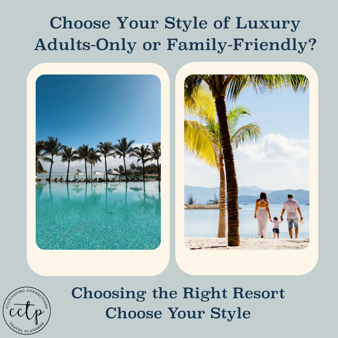 Adults-only resorts offer quiet pools, elevated dining, and a more relaxed atmosphere.
Family-friendly resorts offer activities, larger room categories, and the energy of multi-gen travel.
Both are beautiful — it just depends on the experience you want.