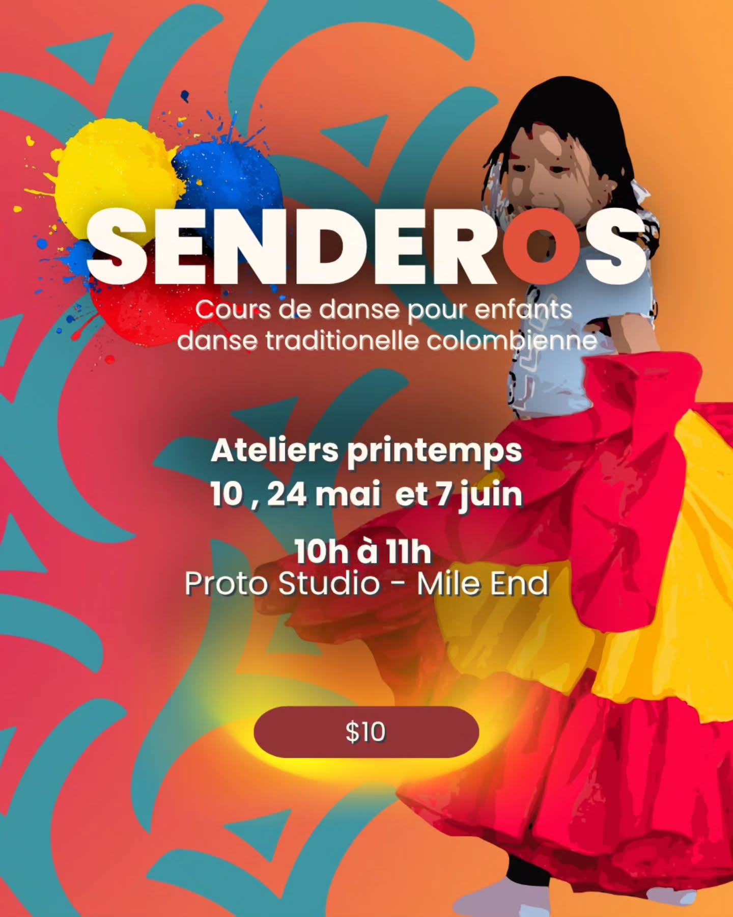 Senderos - ateliers pour enfants 🌈💃🏽
Offrez à vos enfants un espace pour bouger, découvrir et s’exprimer à travers la danse ✨
Inspirés des traditions colombiennes, ces ateliers proposent une approche ludique où le jeu, la musique et le mouvement se rencontrent pour éveiller la créativité et la curiosité. 🇨🇴
Un moment pour apprendre, partager et explorer en groupe, tout en s’amusant 🪘🌿
📅 10 mai | 24 mai | 7 juin
🕙 10h — 11h
📍 Proto Studio
💲 10 $ par atelier
🔗 Inscription dans la bio
On a hâte de danser avec les petit·e·s 💛