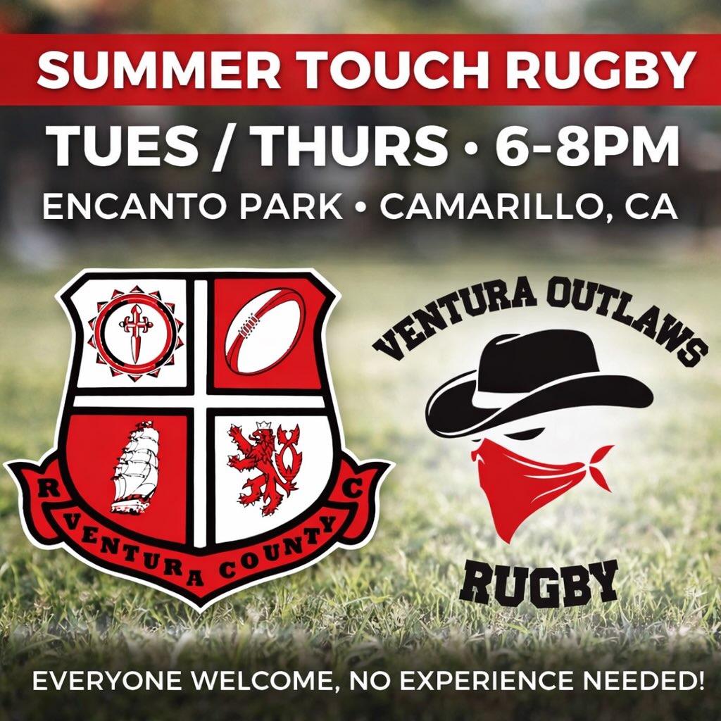 15s season is over… still missing rugby? We got you covered 👊🏉
Summer 7s Touch kicks off Tuesday, April 14 and runs through September 10!
📍 Encanto Park (Camarillo)
🗓 Tuesdays & Thursdays
⏰ 6–8 PM
All skill levels welcome — whether you’re a seasoned player or brand new and looking to try rugby, this is the perfect time to jump in!
Come get a run in, stay fit, and have some fun this summer!!