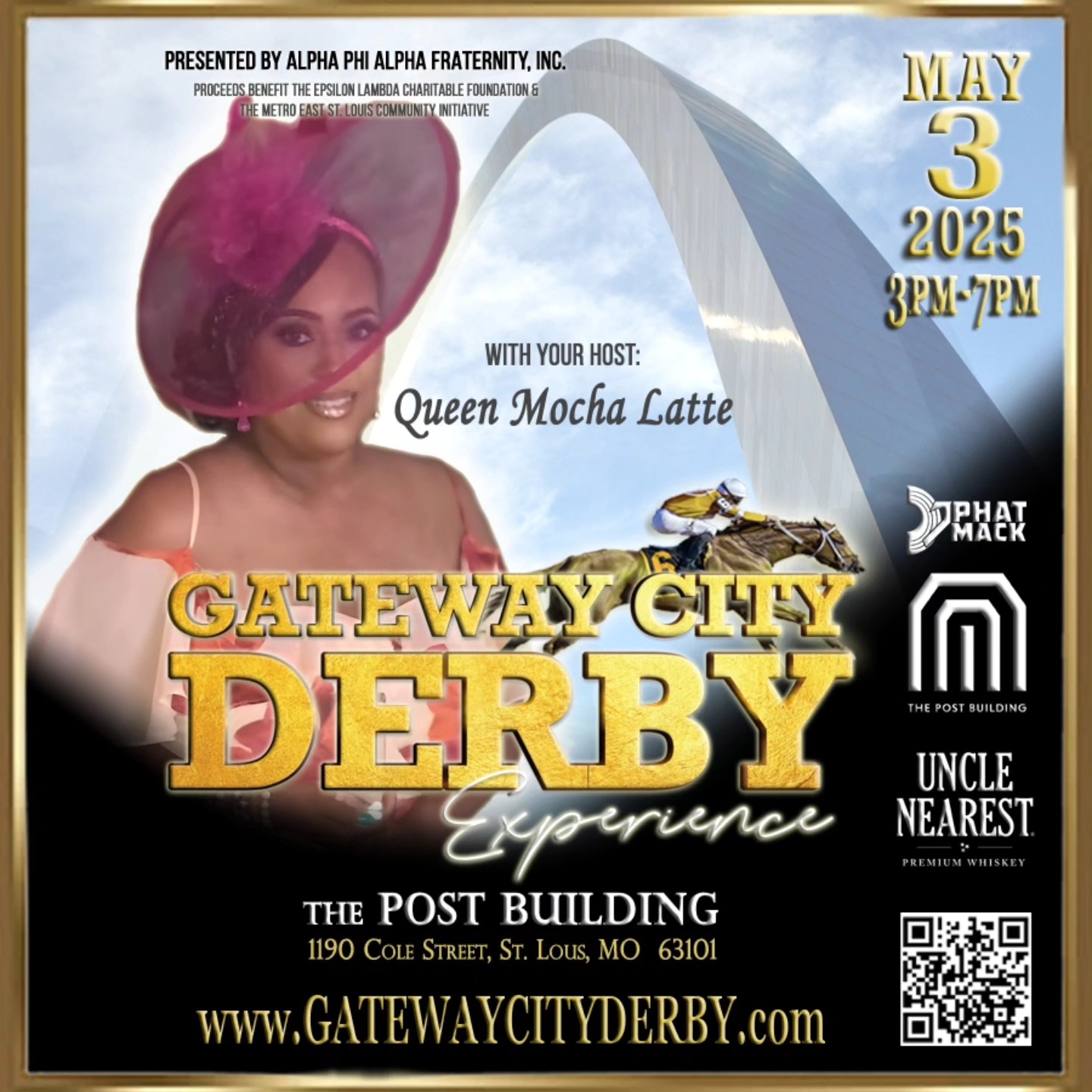 This is your 1-week notice...
THE GATEWAY CITY DERBY IS 1 WEEK AWAY!!
There's still time to get those outfits together! You'll want to dress to impress in those Bow Ties, Suits, Dresses, and Derby Attire together. And of course ladies...it's all about the Hats!!
May 3rd, 2025!
📍 The Post Building, 1190 Cole Street
🕒 3pm - 7:30pm
🥃 Drink Specials provided by Uncle Nearest
🐎 Place your bet on your horse to win!
💃🏾 Enter the Hat 👒 Parade to win cash!!
www.gatewaycityderby.com
Visit the site for tickets today!
#gatewaycityderby #stlalphas #championcityalphas #gcd2025 #UncleNearest #QueenMochaLatte #Derbyparty