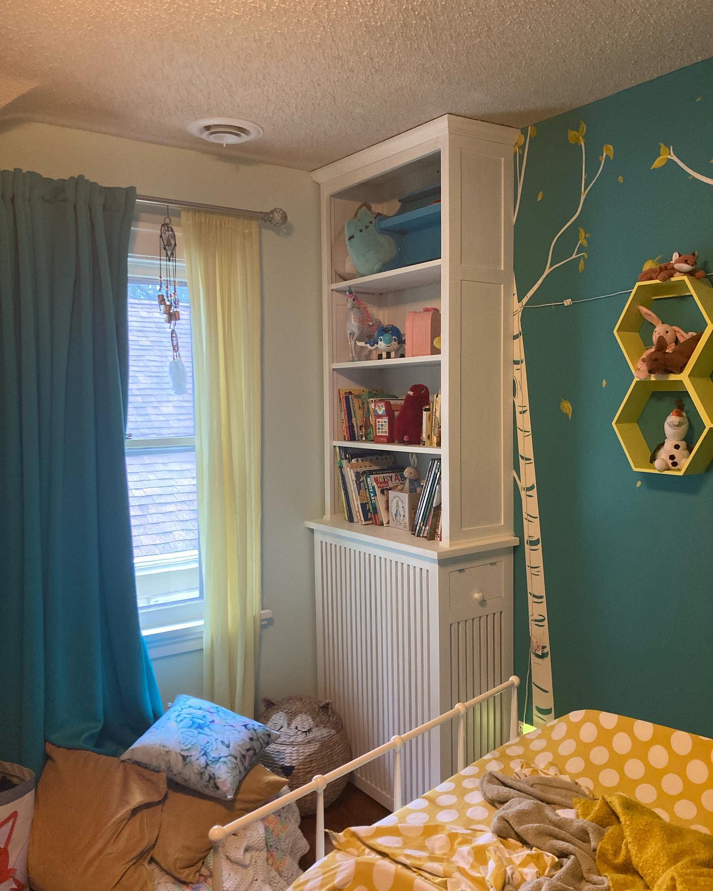 Radiator cover/bookshelf and replaced cabinet doors for our neighbors down the street