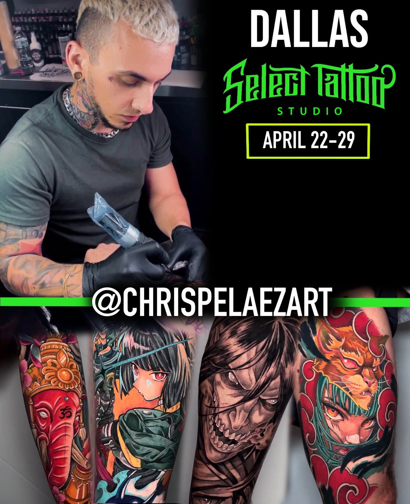 🚨 BOOKING NOW 🚨
Limited spots available while @chrispelaezart is in town this month — don’t miss your chance to get tattooed 🔥