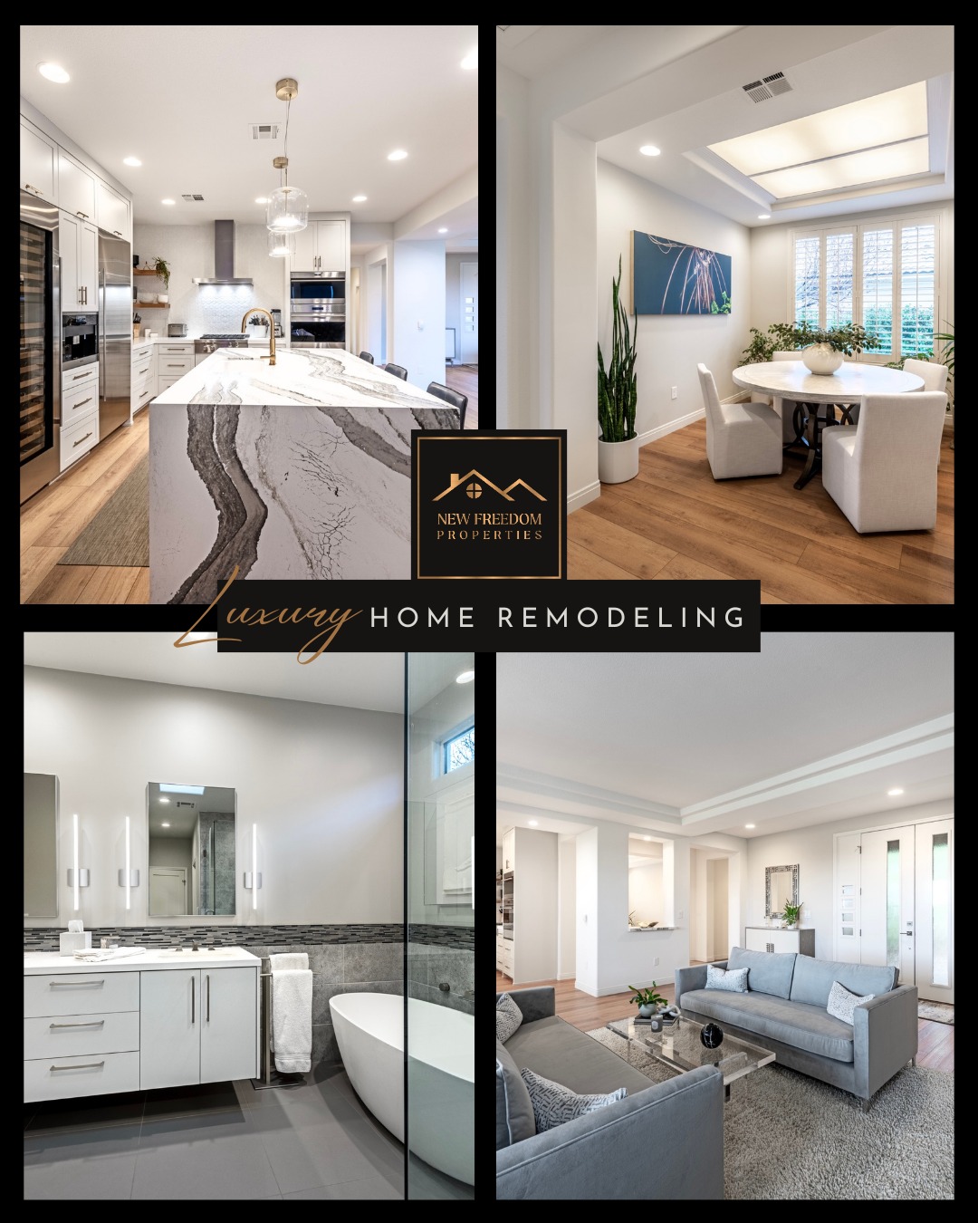 From the kitchen to the living spaces and primary bath, thoughtful updates throughout the home create a sense of continuity that makes every space feel connected and intentional.
When materials, lighting, and layout decisions are considered together, the result is a home that feels cohesive rather than pieced together room by room. Transitions between spaces become more natural, allowing the kitchen, living areas, and private rooms to work together as part of a unified design.
Projects like this reflect the kind of whole home remodeling in the Las Vegas Valley that prioritizes livability, flow, and craftsmanship — creating homes that not only look refined, but function beautifully for years to come.
#NewFreedomProperties #WholeHomeRemodel #DesertLiving