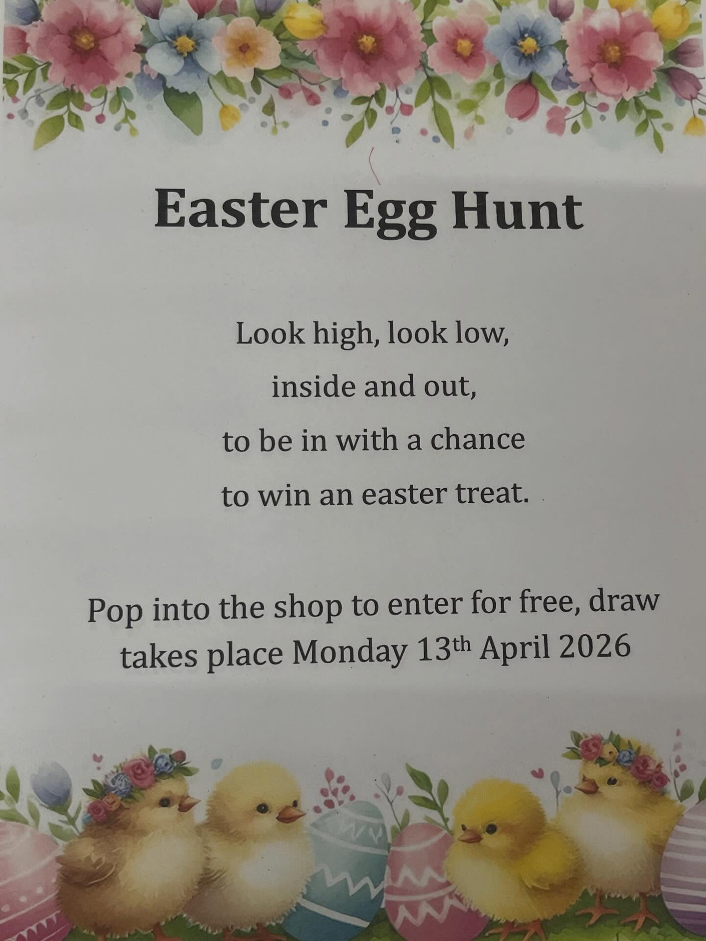 Did someone say an Easter Egg Hunt?
Pop into store for your chance to enter our Easter Egg hunt competition for free! We will draw the winner on Monday 13th April.
Find all the Easter Eggs and you could win an egg-stra special Easter treat! Good luck 🐣🐰🌼 #easteregghunt #flitwickjewellers #shoplocal #eastercompetition